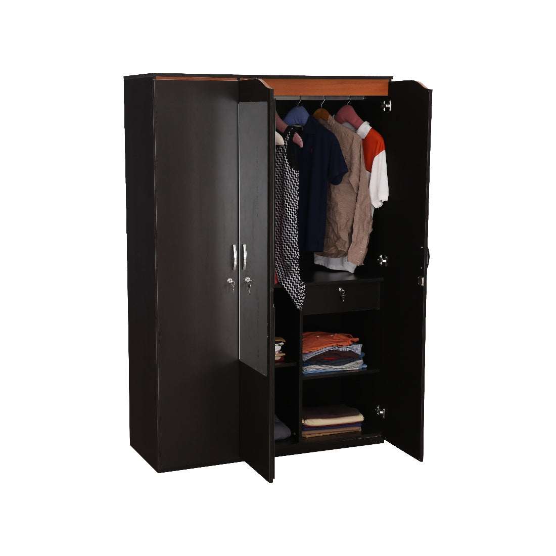 Swirl Three door Wardrobe in Wenge Colour