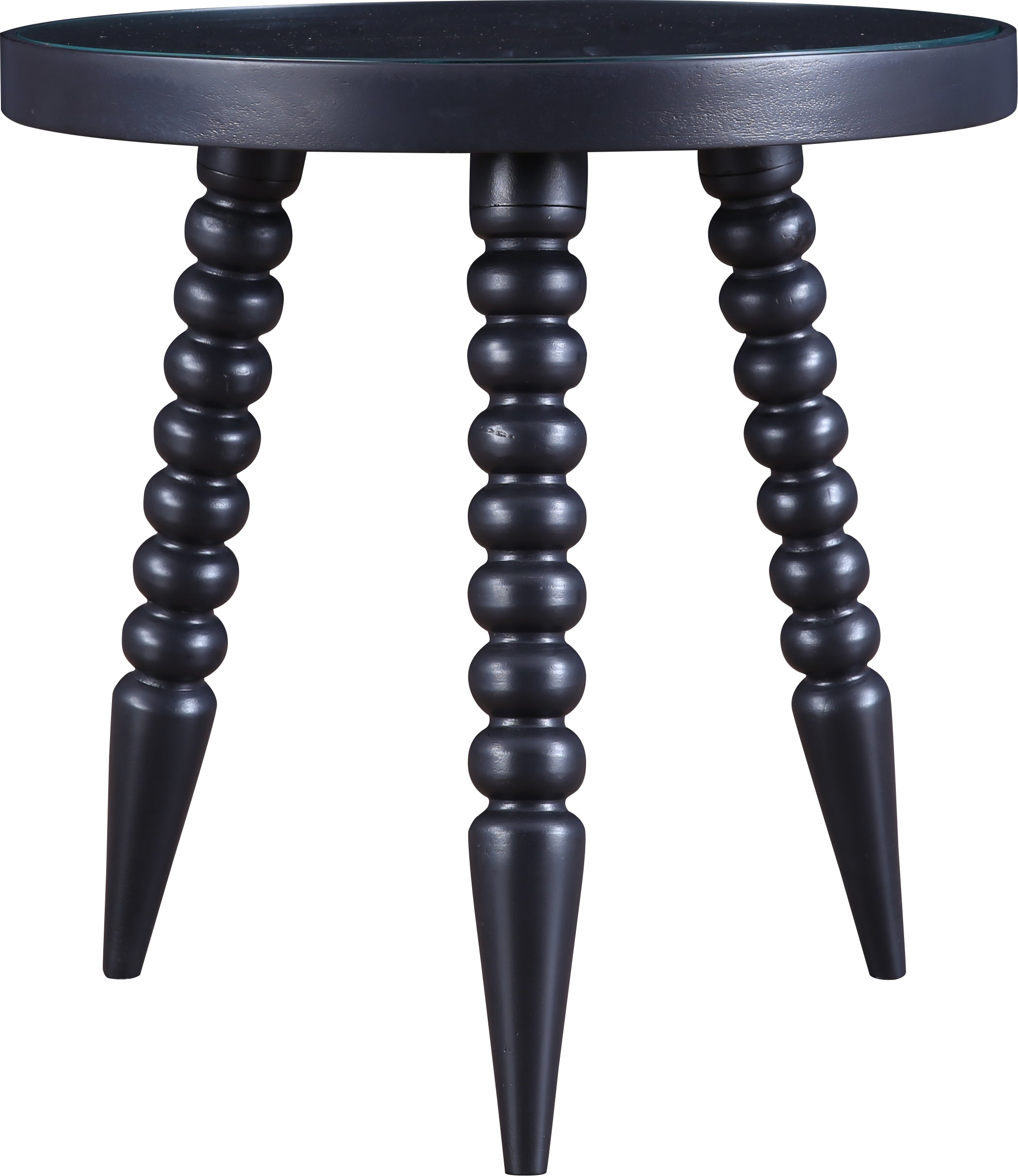 Antico Mango Wood Carved Stool in Black Colour