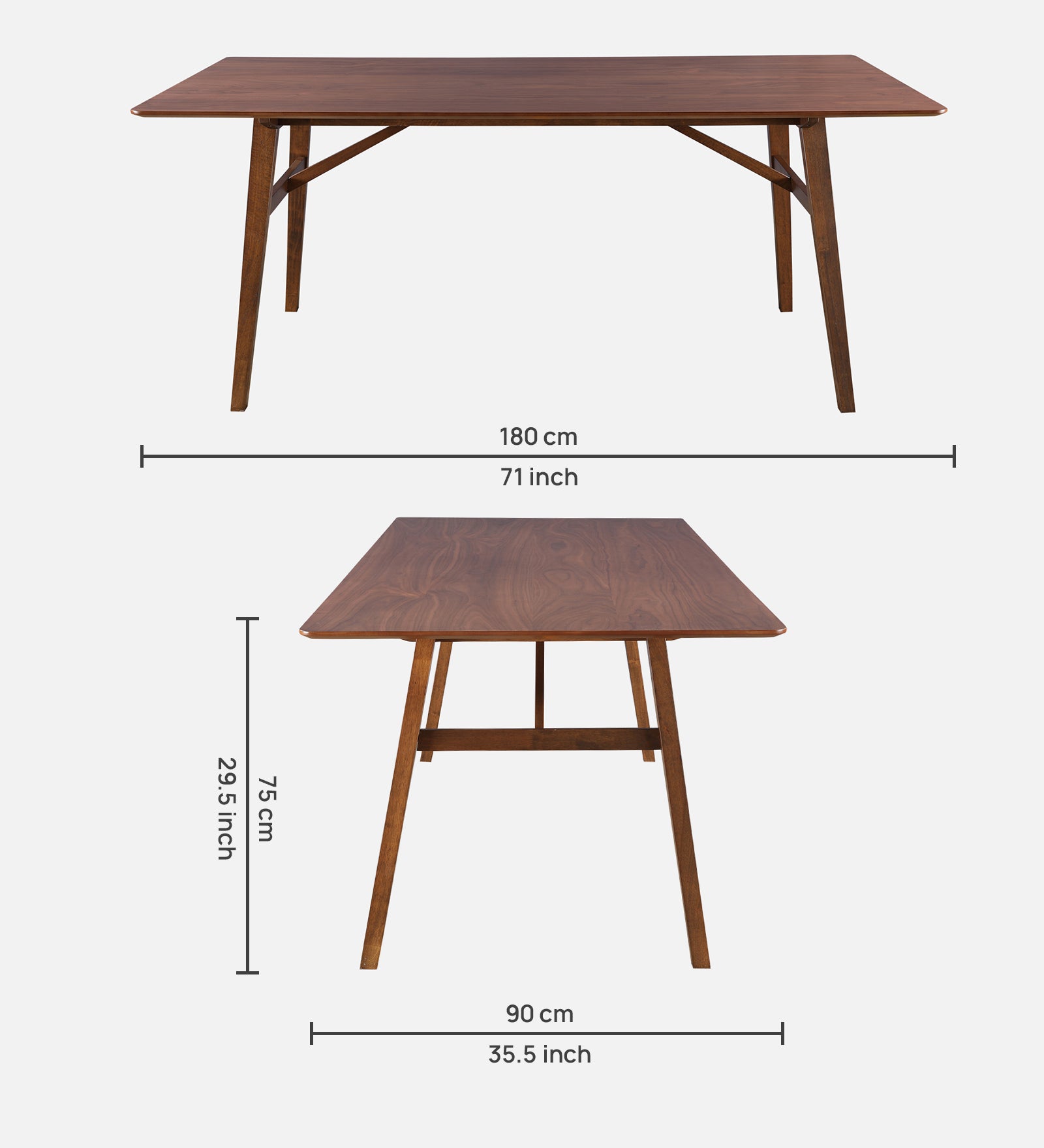 Lillian Solidwood Six Seater Dining Set With Bench in Walnut Colour