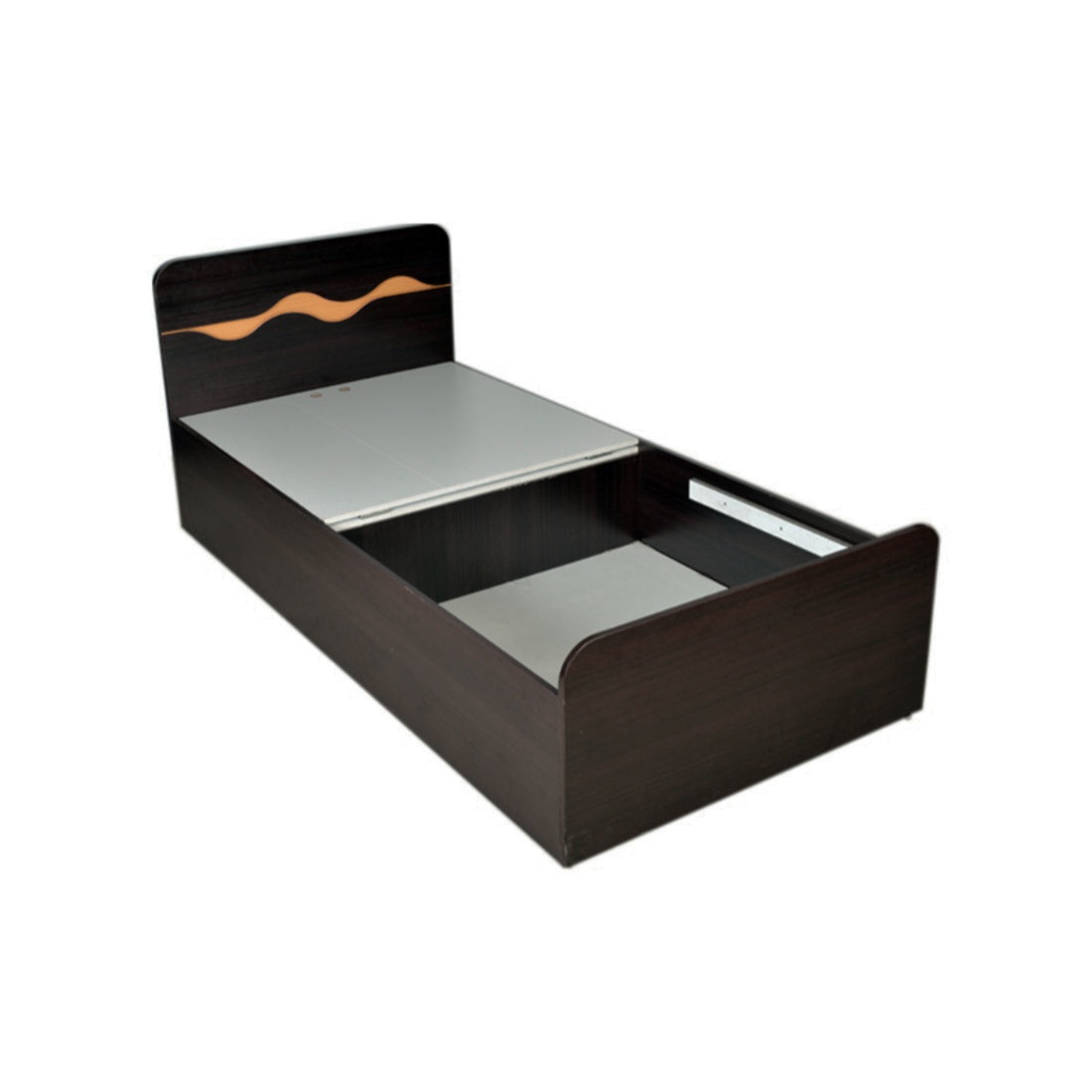 Swirl Single Bed with Box storage in Wenge Colour
