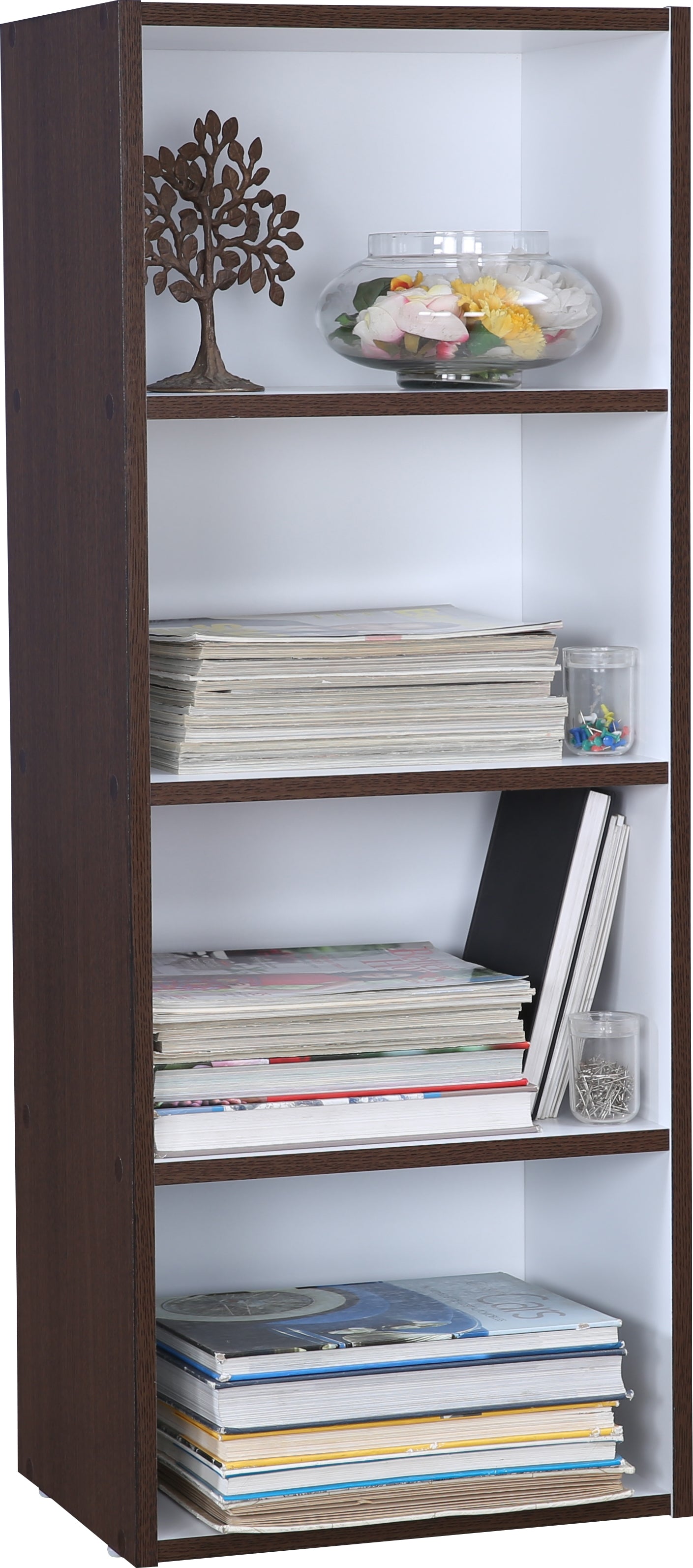 Mezzola Engineered Wood 4 Tier Bookshelf in Wenge Colour