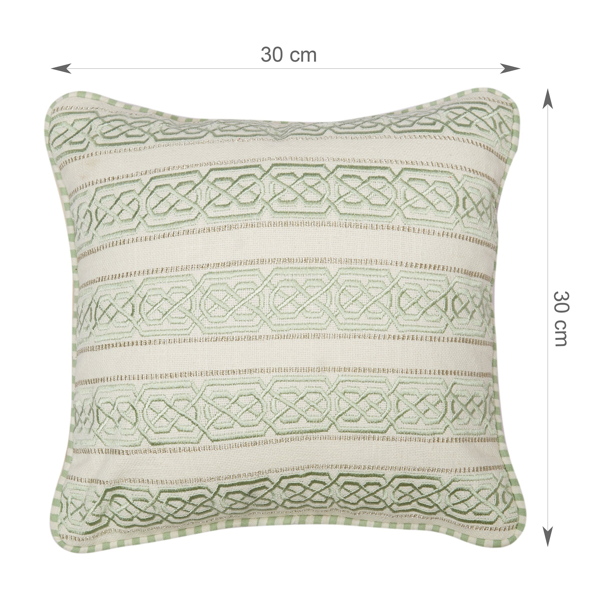 Indian Botanical Cotton Cushion Cover 30x30 cm in Sage Border Print