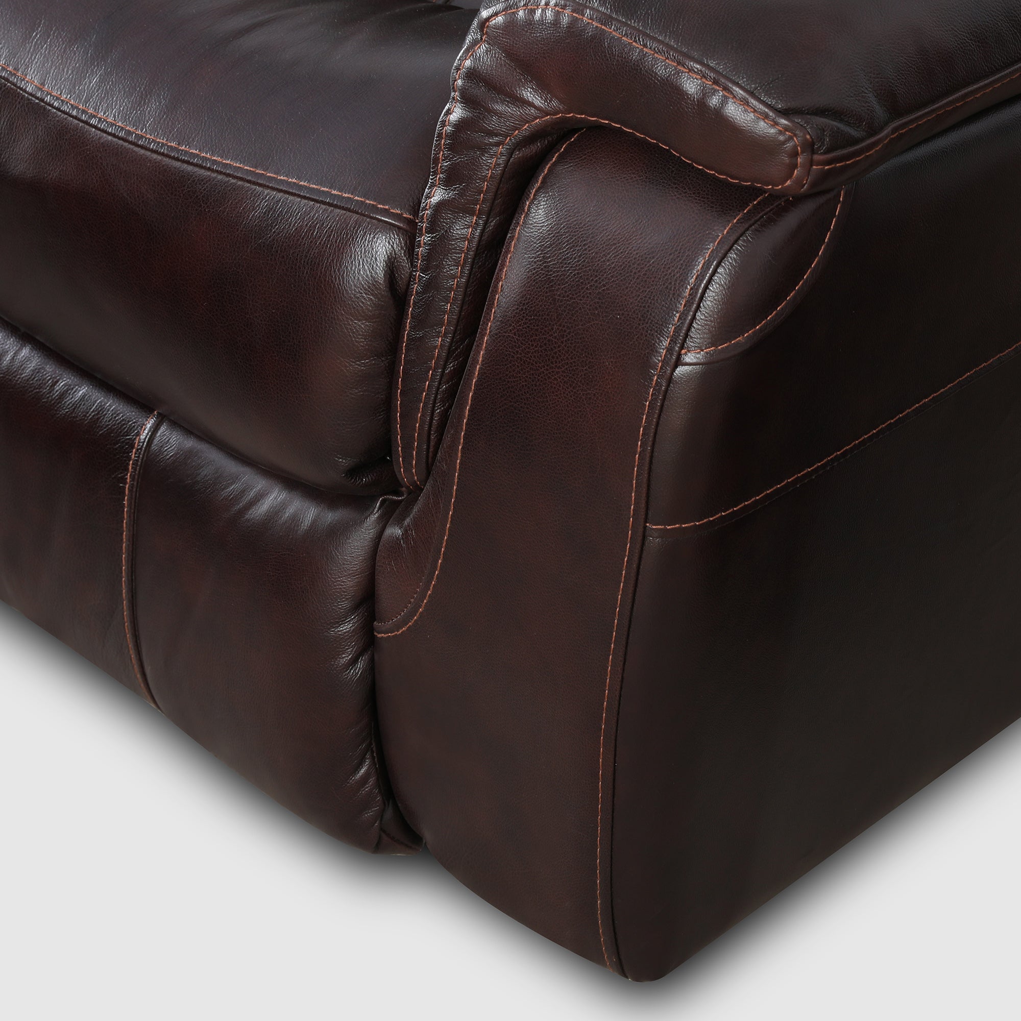 Plush Half Leather Three Seater Electric Recliner in Burgundy Colour