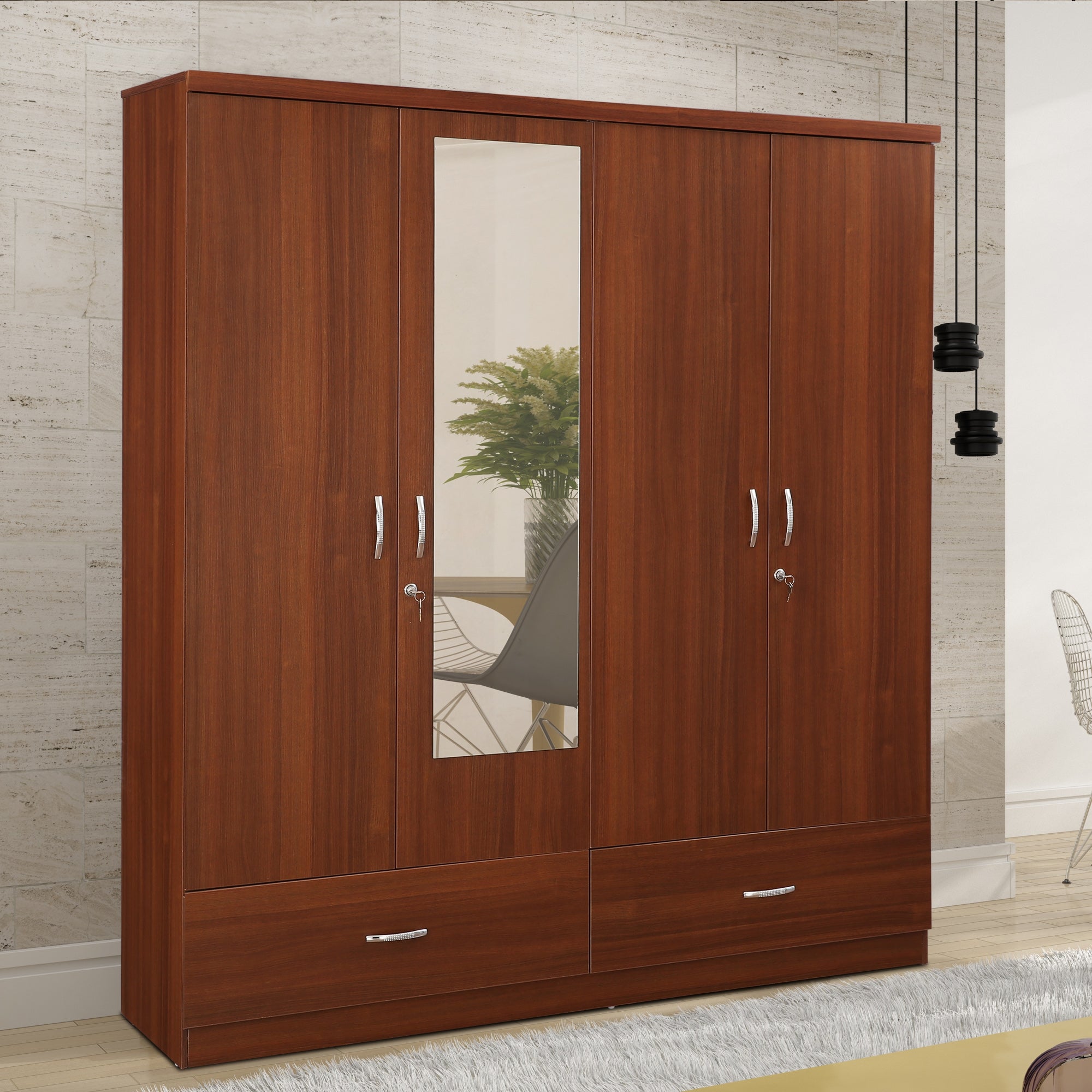 Ultima 4 door wardrobe in Walnut Colour