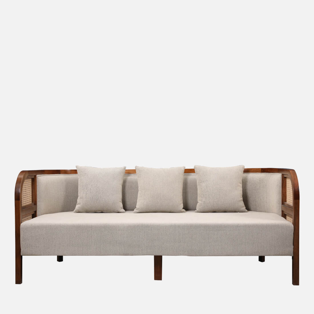 Siam Solidwood Three Seater Sofa in Beige Colour