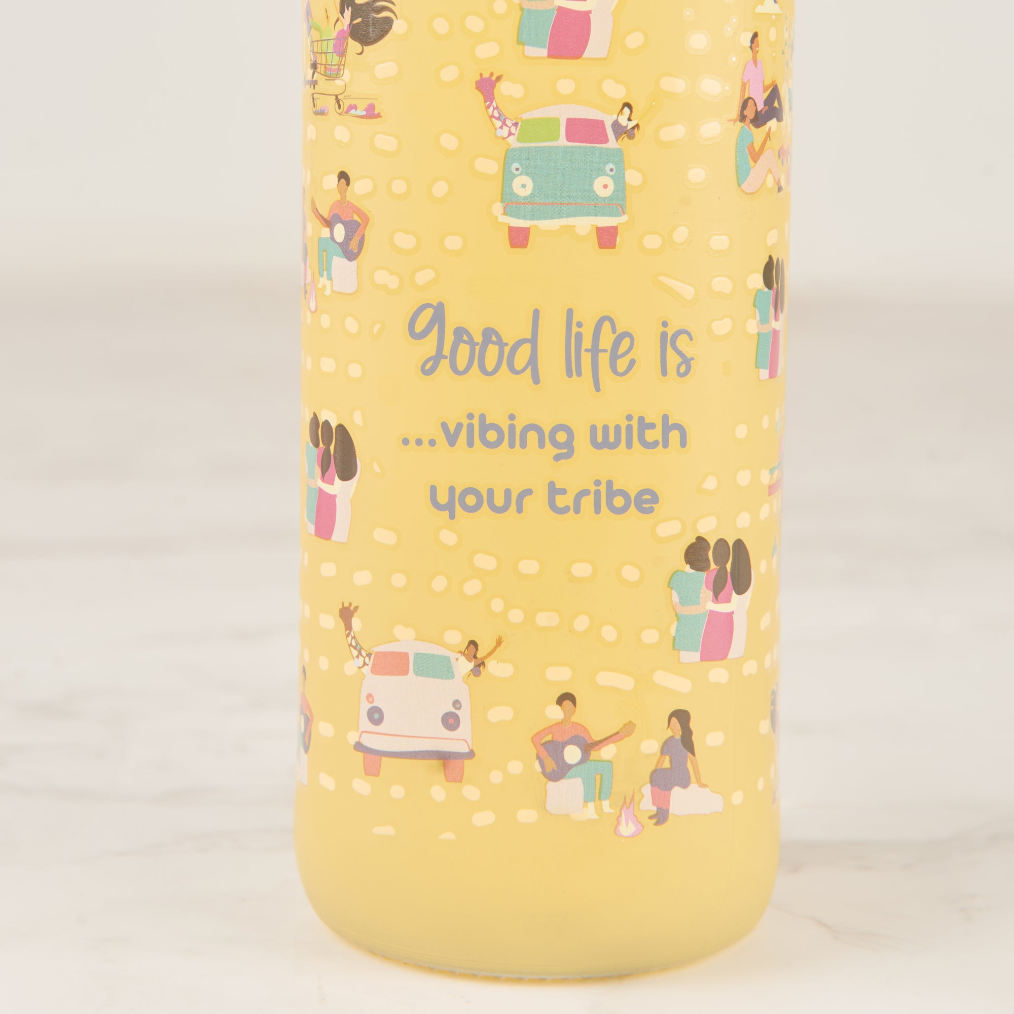 Good Life Glass Frosted Juice Bottle 550 Ml in Yellow Colour