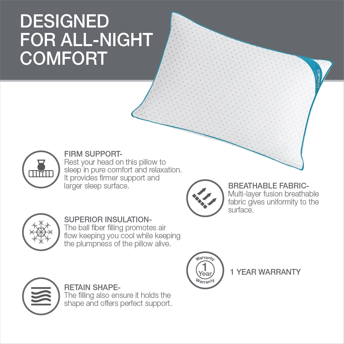 Serenity Tranquil Pillow 46X68 Cm in White Colour by Living Essence