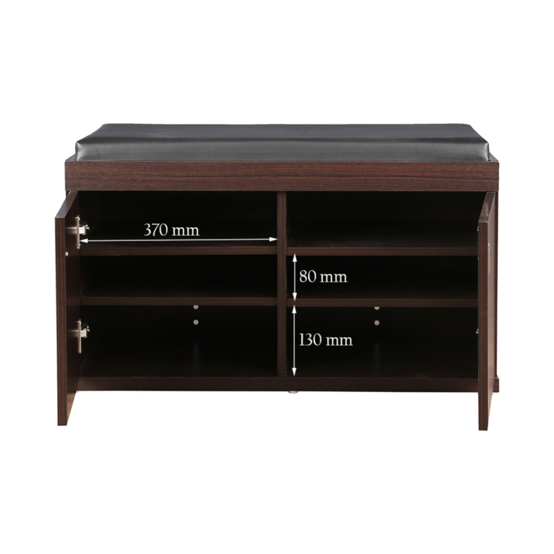 HomeTown Engineered Wood 2 door Shoe Rack with Seat in Wenge Colour