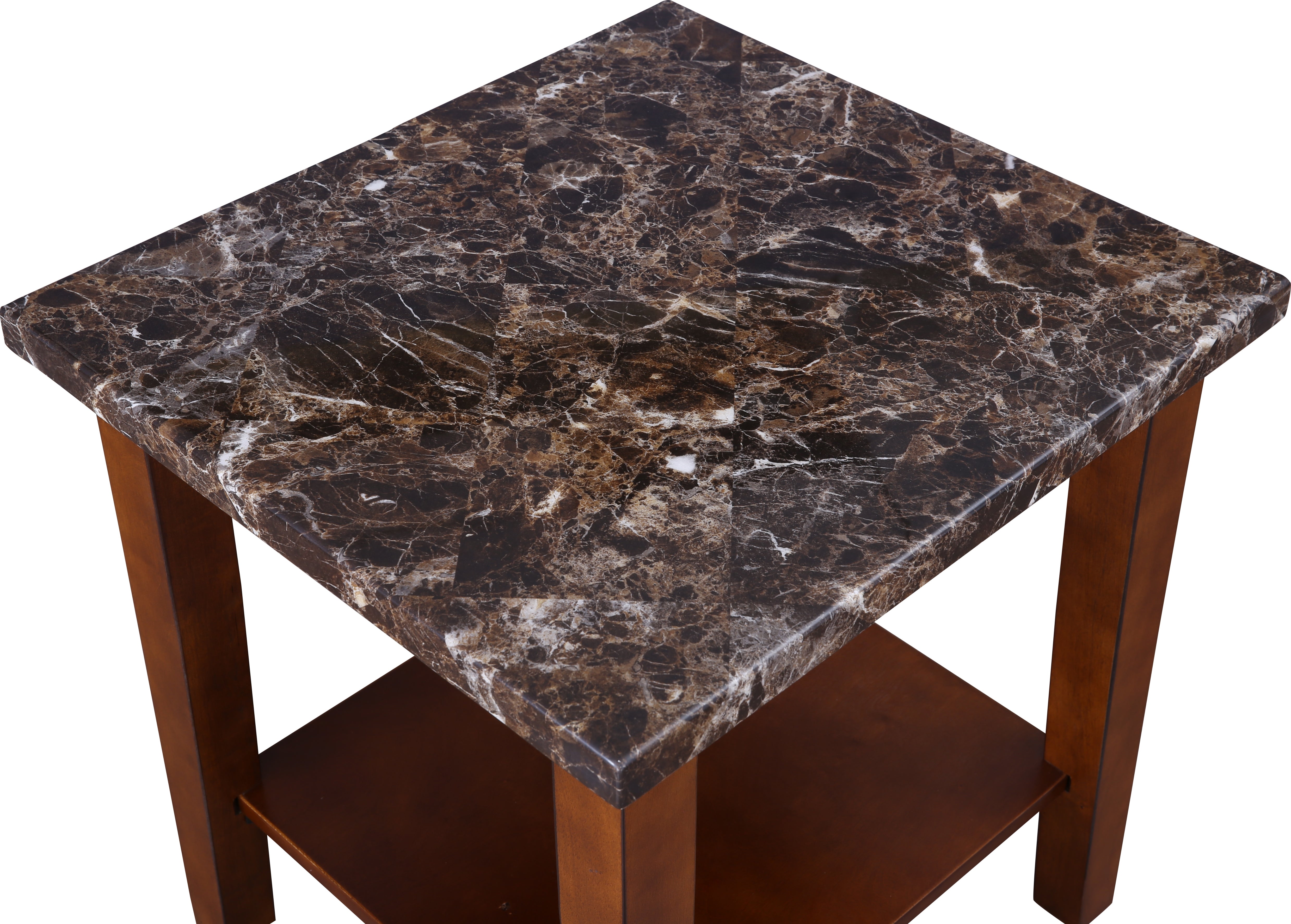 Eden Marble Finish Top Side Table in Brown Colour