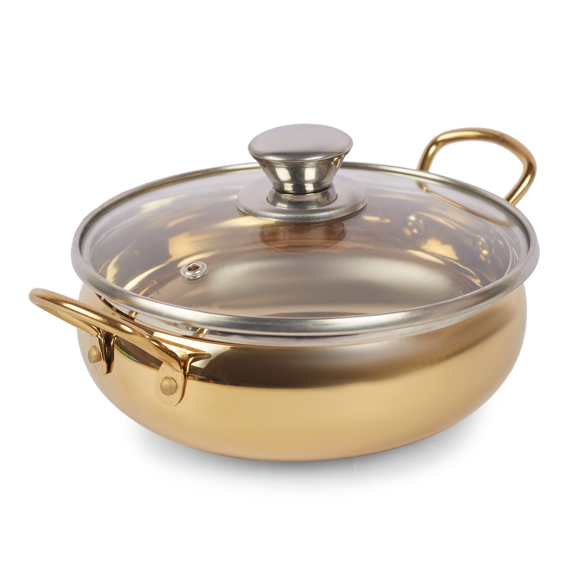 Sapphire Stainless Steel Serving Handi Set of 2 in Gold & Silver Colour by Living Essence