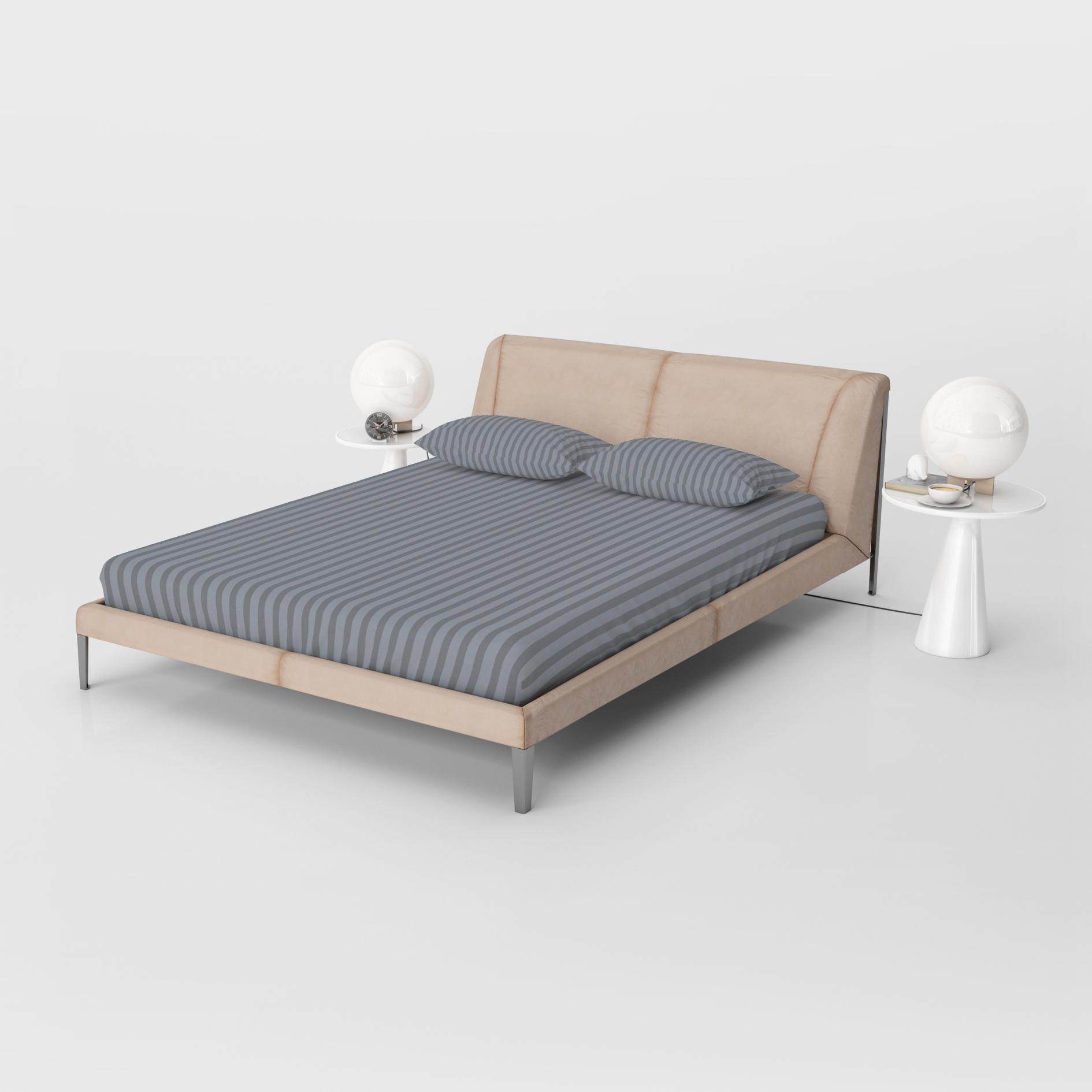Comfy Beds Double Fitted Sheet Stone Grey,152x198cm