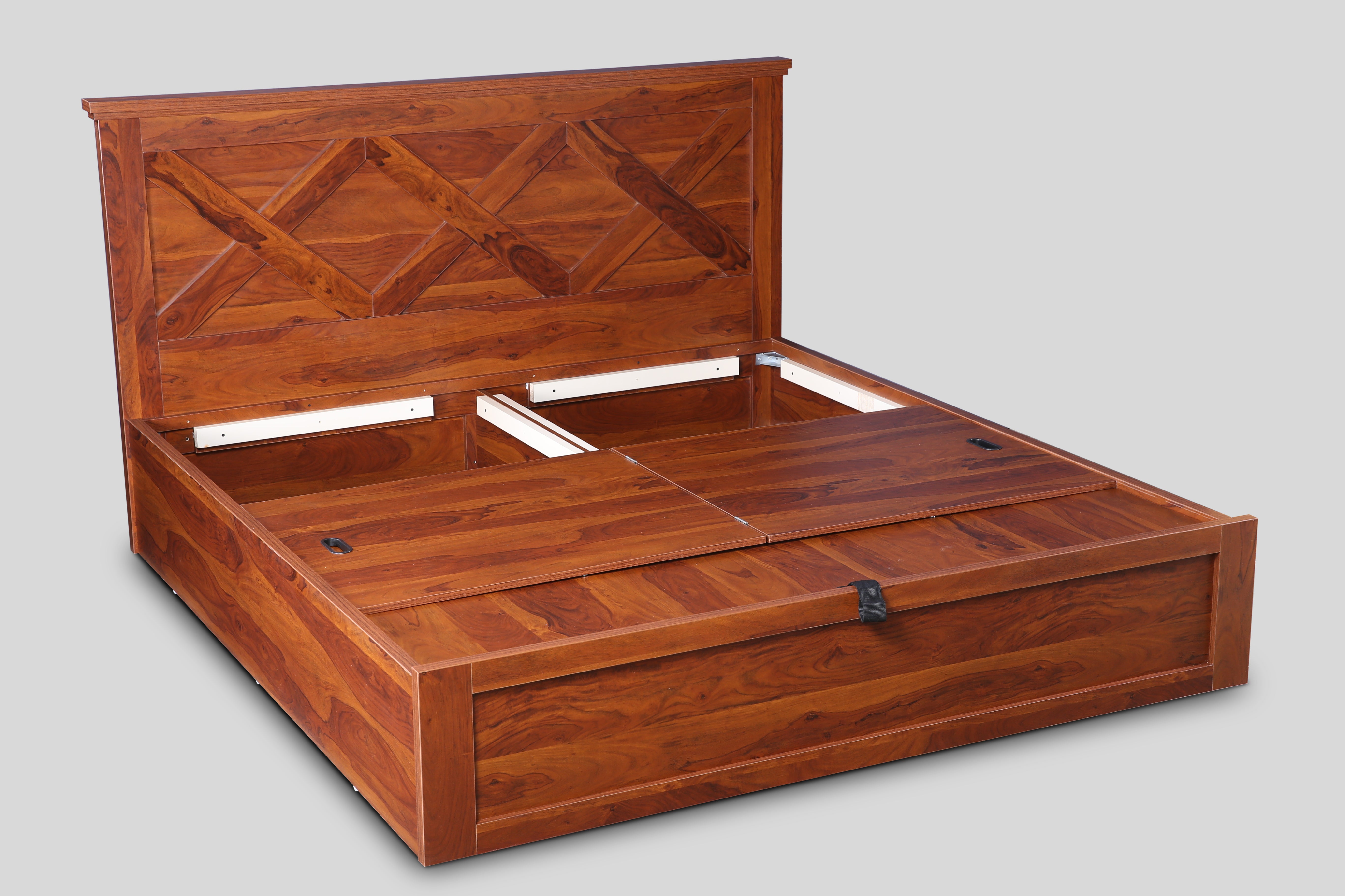 Antwerp King Bed with Hydraulic Storage in Sheesham Colour