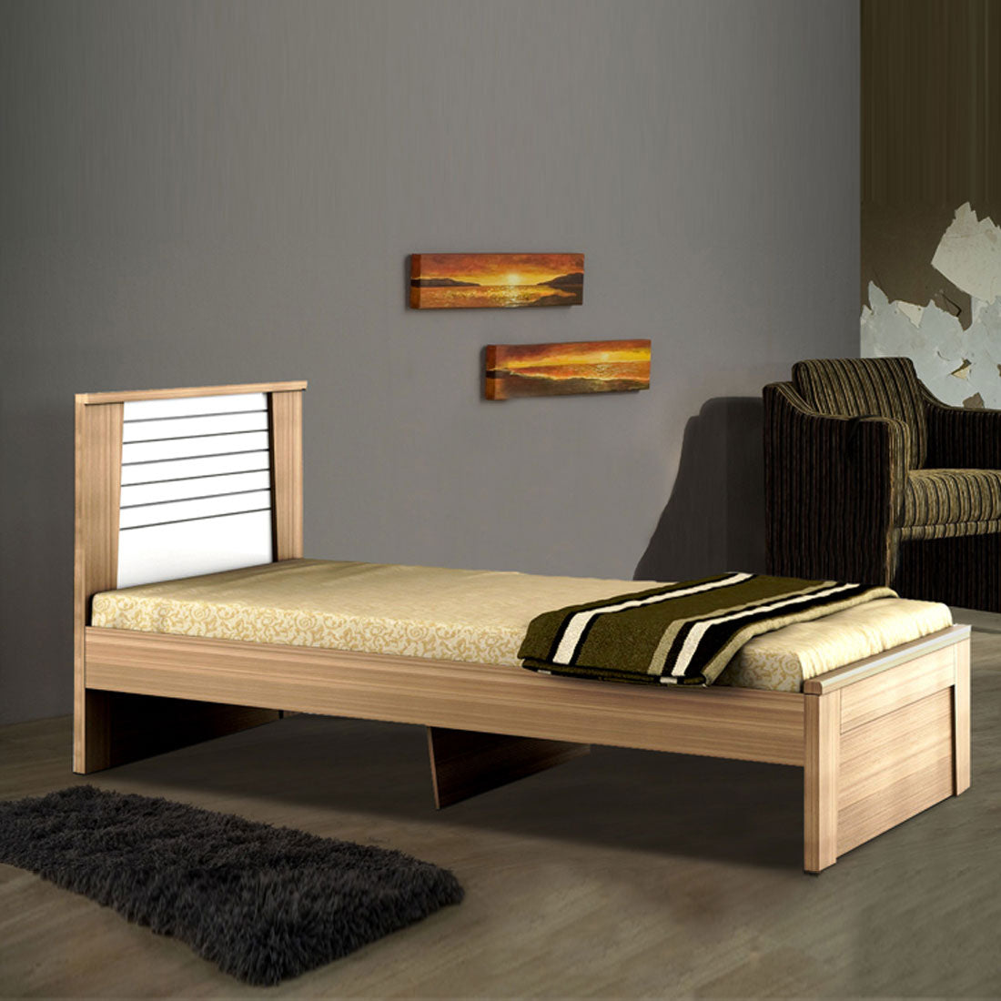 Ambra Single Bed without storage in Oak Colour