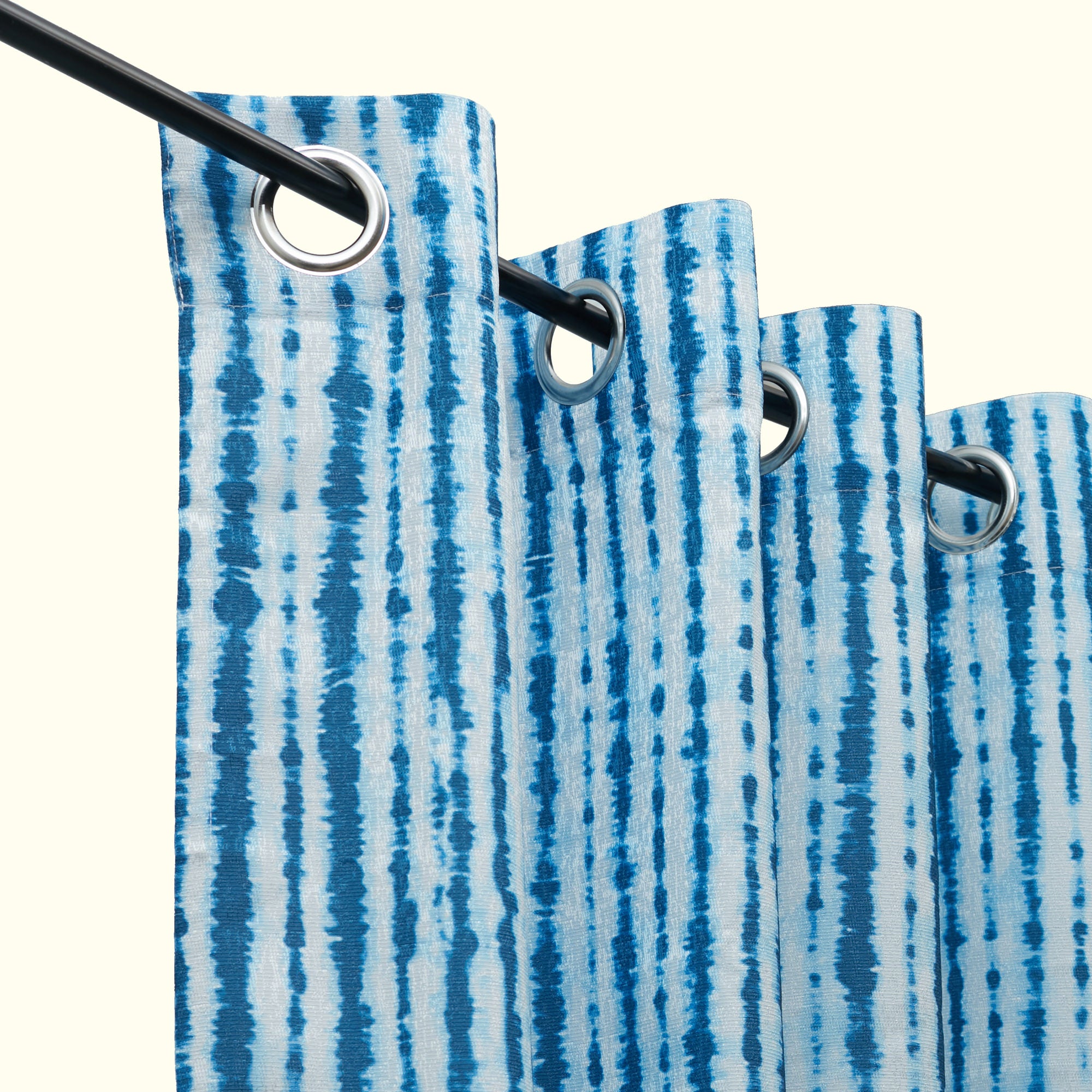 Nora Set of 2 Printed Jacquard Dim Out Door Curtains 7 Feet in Navy Colour