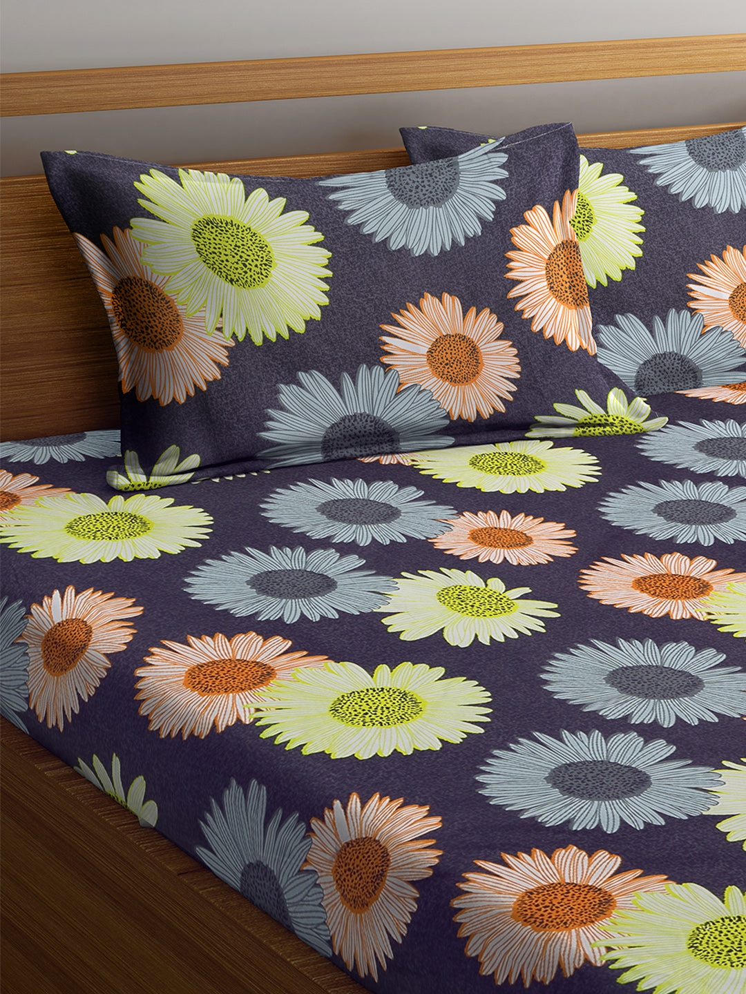 Carnival Double Bedsheet 220 x 230 CM in Blue Green Colour