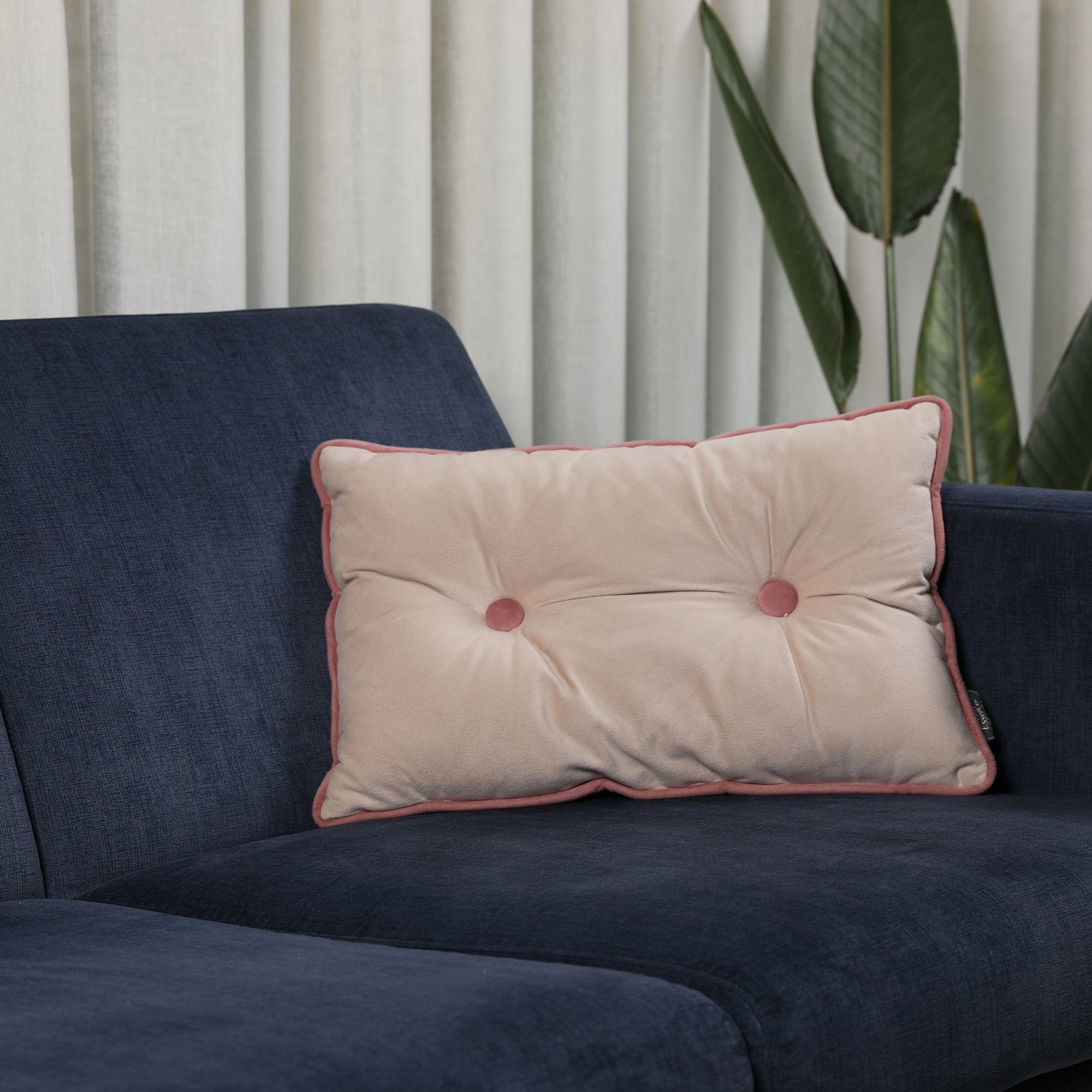 Velvet Solid Dori Filled Cushion Beige, 30X45cm