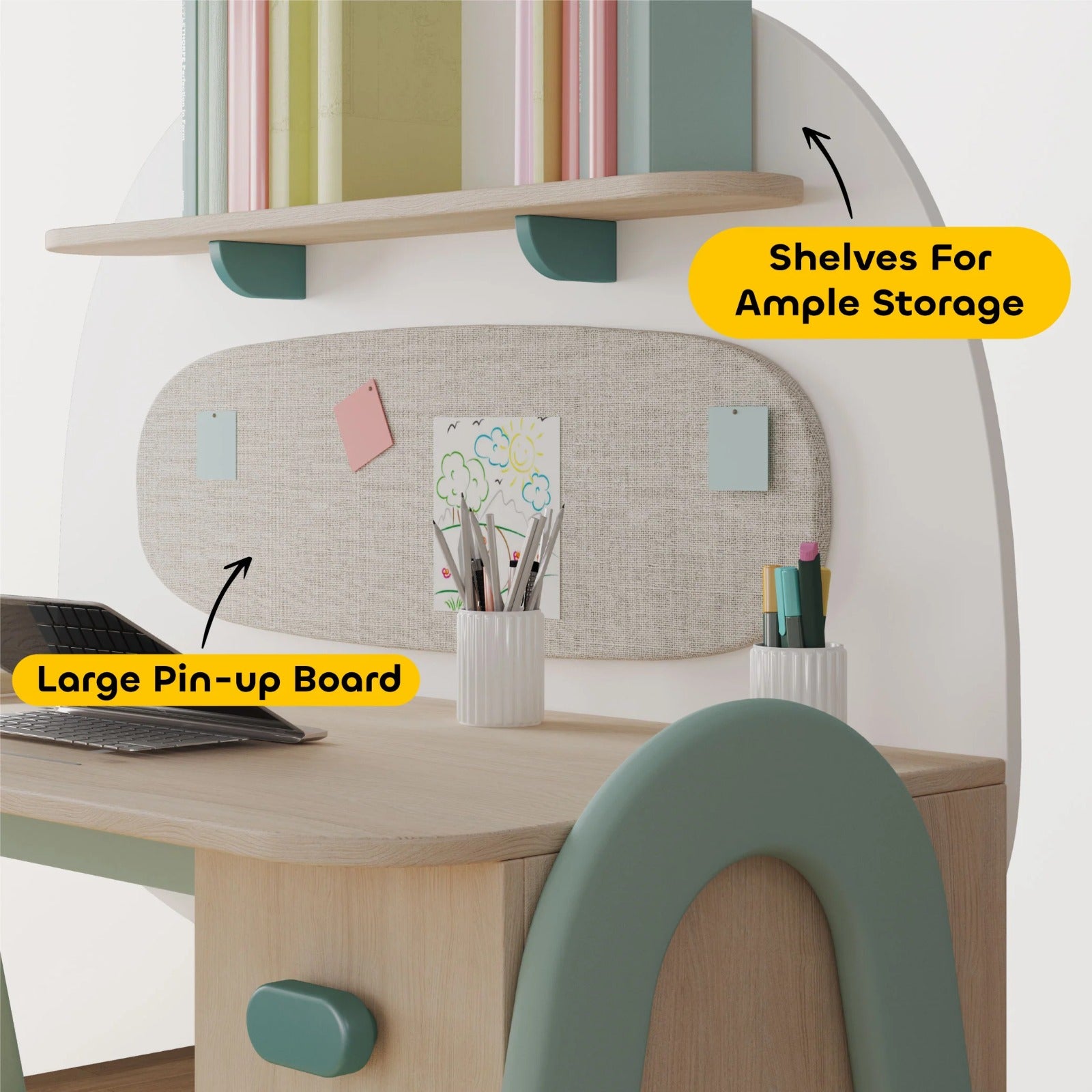 Squircle Study Table in Teal Colour