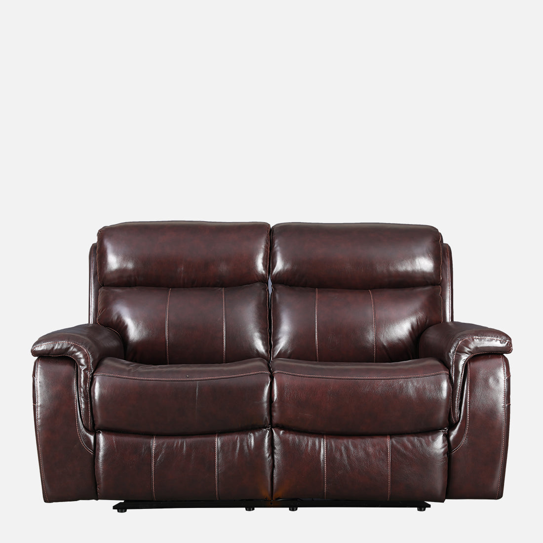 Plush Half Leather Two Seater Electric Recliner in Burgundy Colour