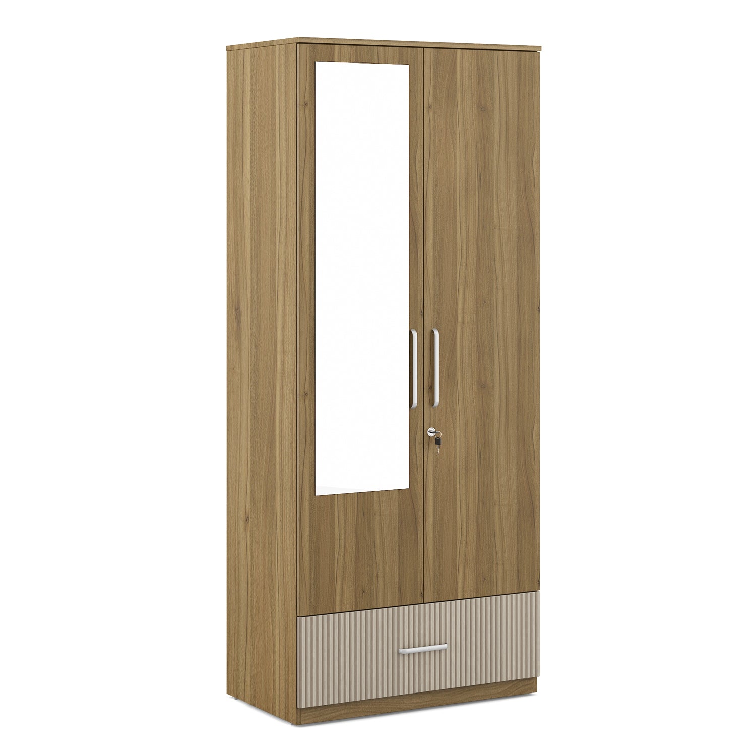 Diago Two Door Wardrobe In Natural Teak Color