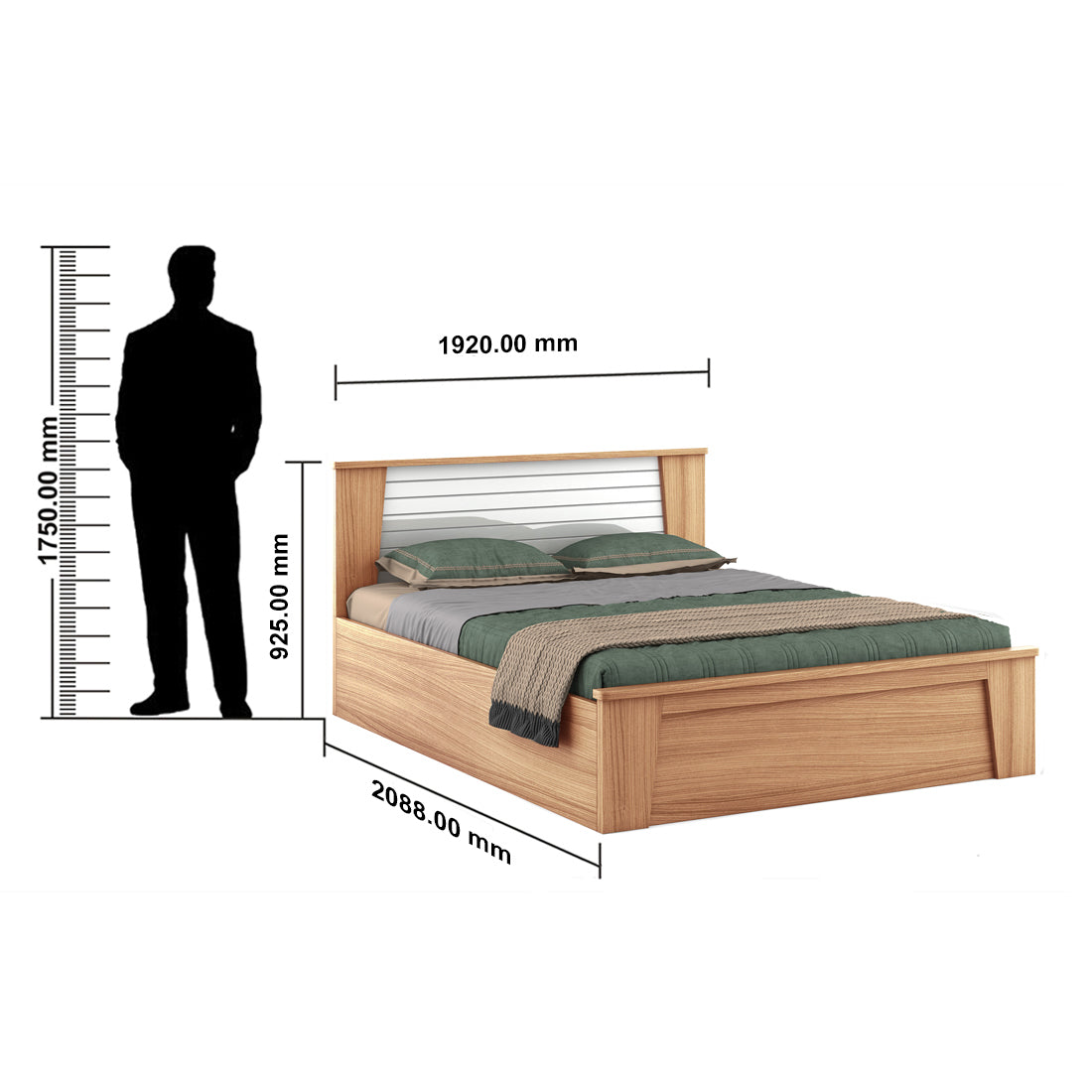 Ambra King Bed with Hydraulic Storage in Oak Colour