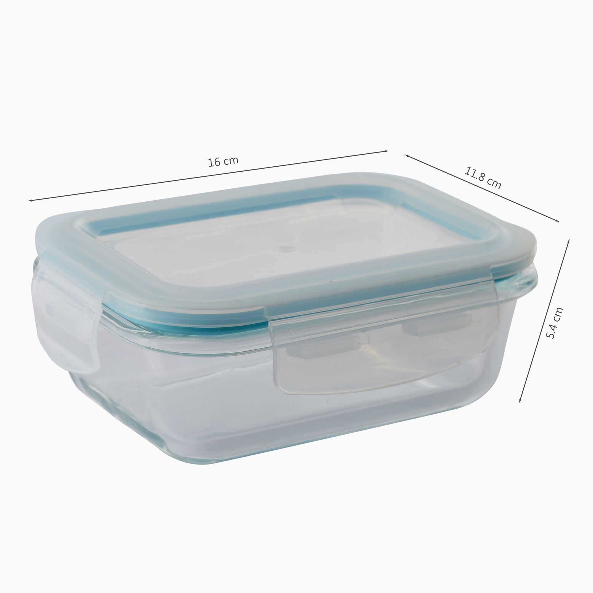 Robust Glass Rectangle Container with PP Lid 370ML in Transparent Colour