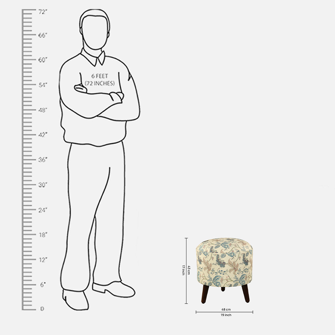 Ordhid Fabric Ottomans in Beige Colour