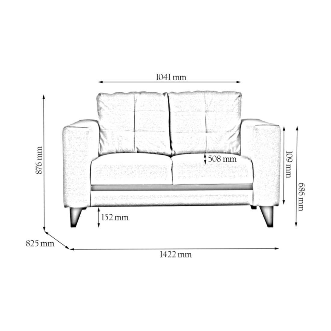 Garcia Fabric 2 Seater Sofa in Grey Colour