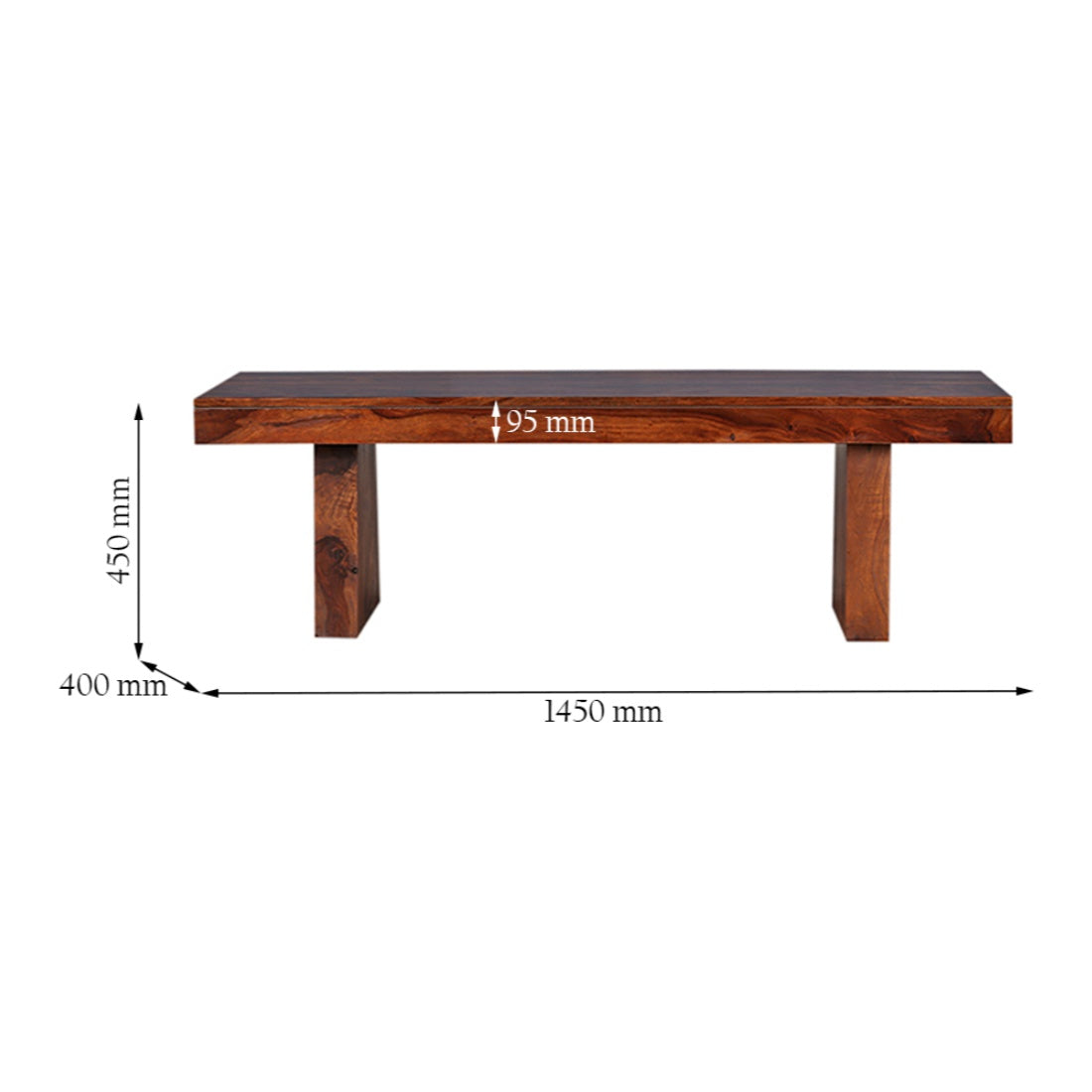 Austin Sheesham Wood(Rosewood) Dining Bench for 6 Seater in Honey Colour