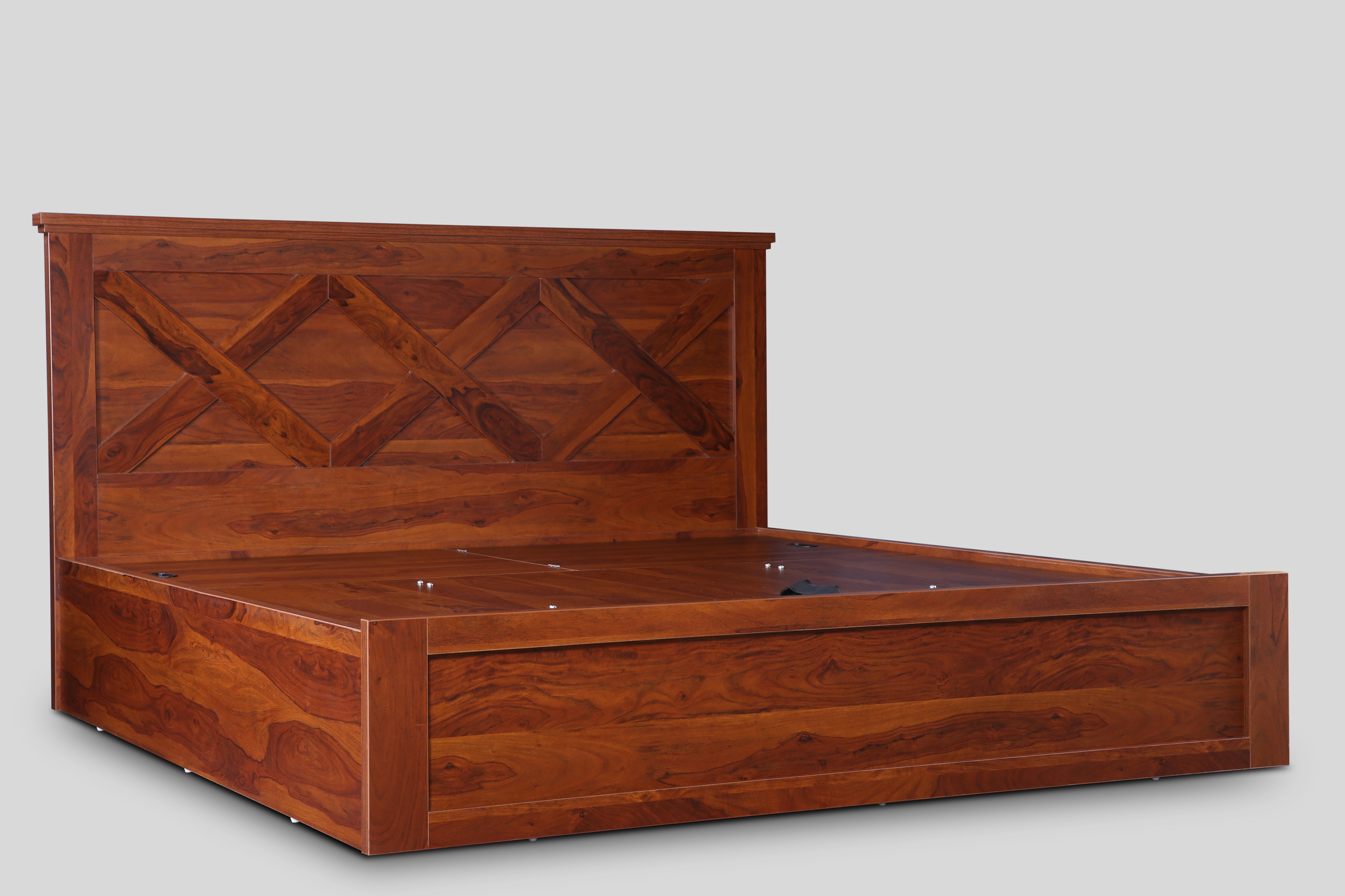 Antwerp King Bed with Hydraulic Storage in Sheesham Colour