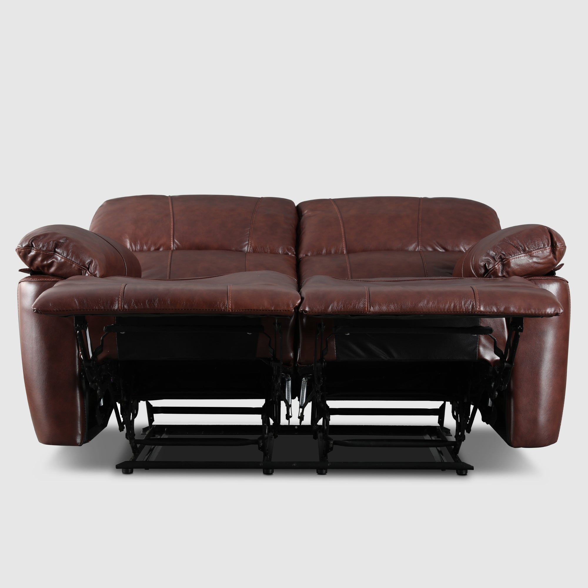 Charles Half Leather Two Seater Recliner in Brown Colour