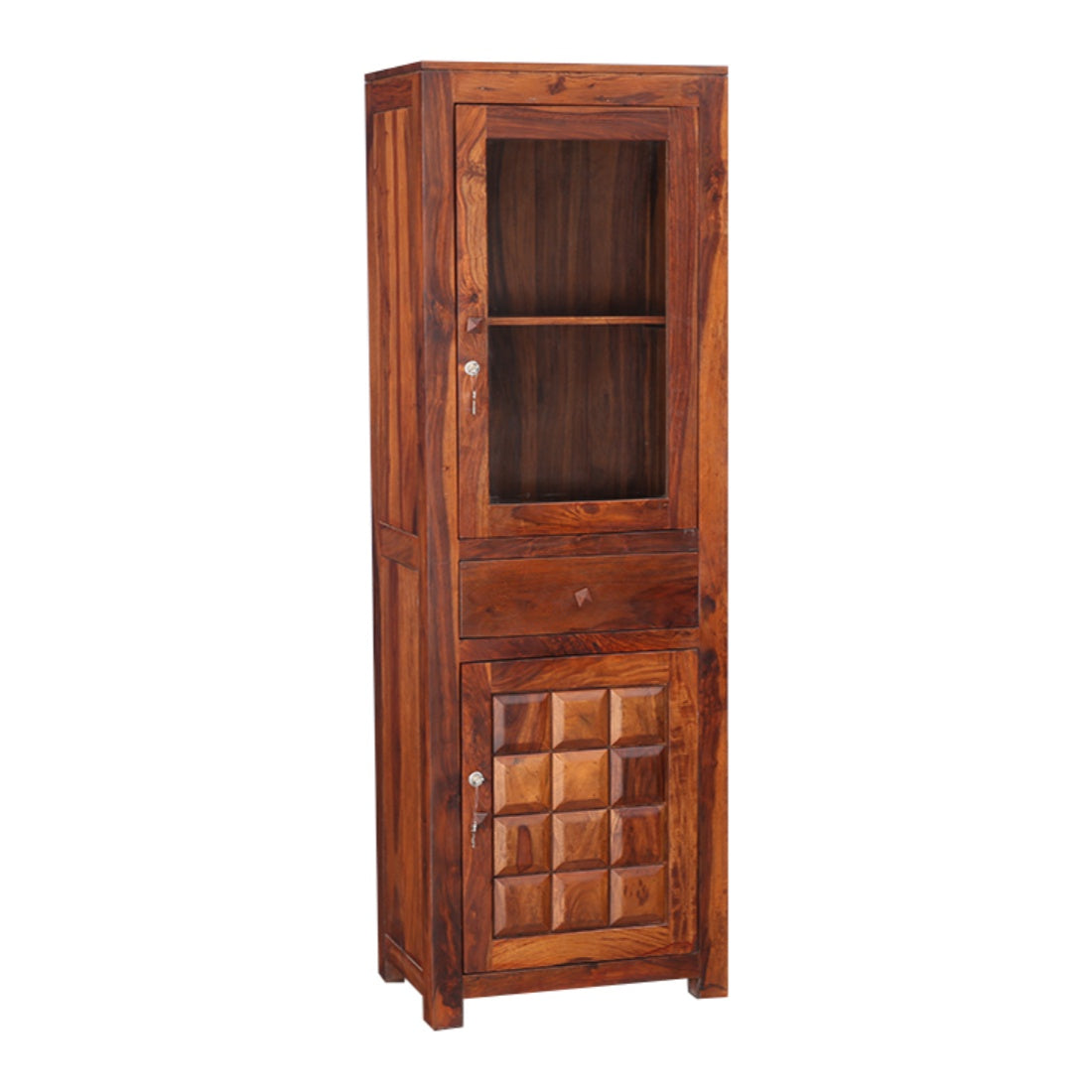 Woodrow Sheesham Wood(Rosewood) Tall Bar Cabinet in HONEY Colour