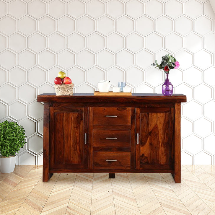 Austin Sheesham Wood(Rosewood) Storage Sideboard in Honey Colour