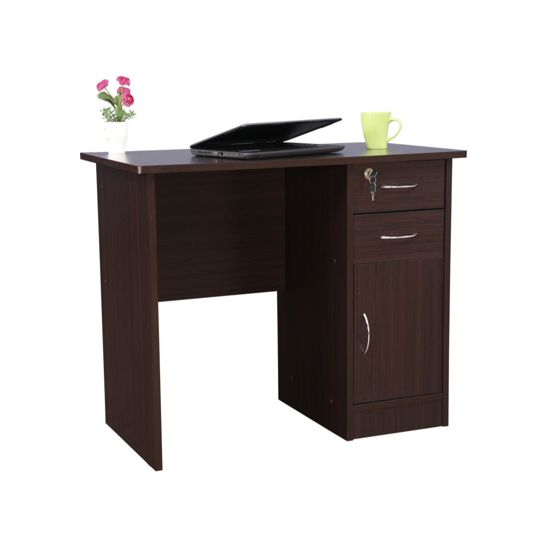 Simply Engineered Wood Study Table with 3 Drawer in Walnut Colour