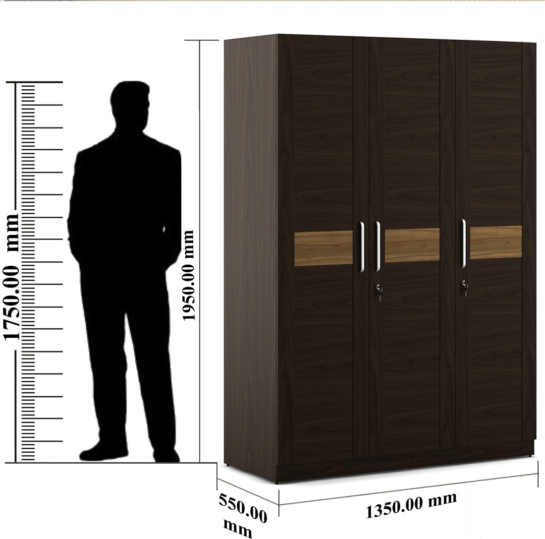 Magnum Three Door Wardrobe in Urban Walnut Colour