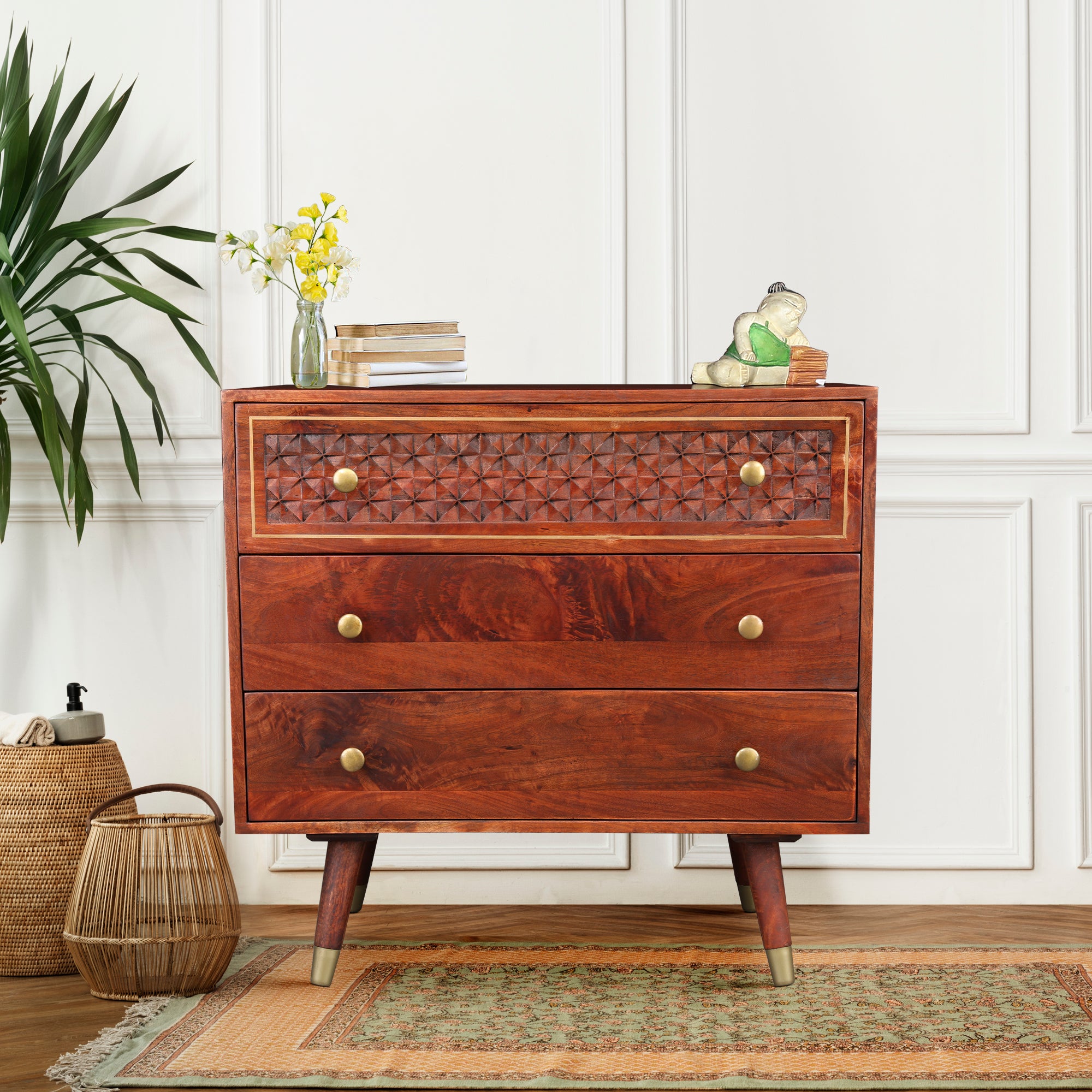 Phoolkari Chest Of Drawers in Honey Finish Colour