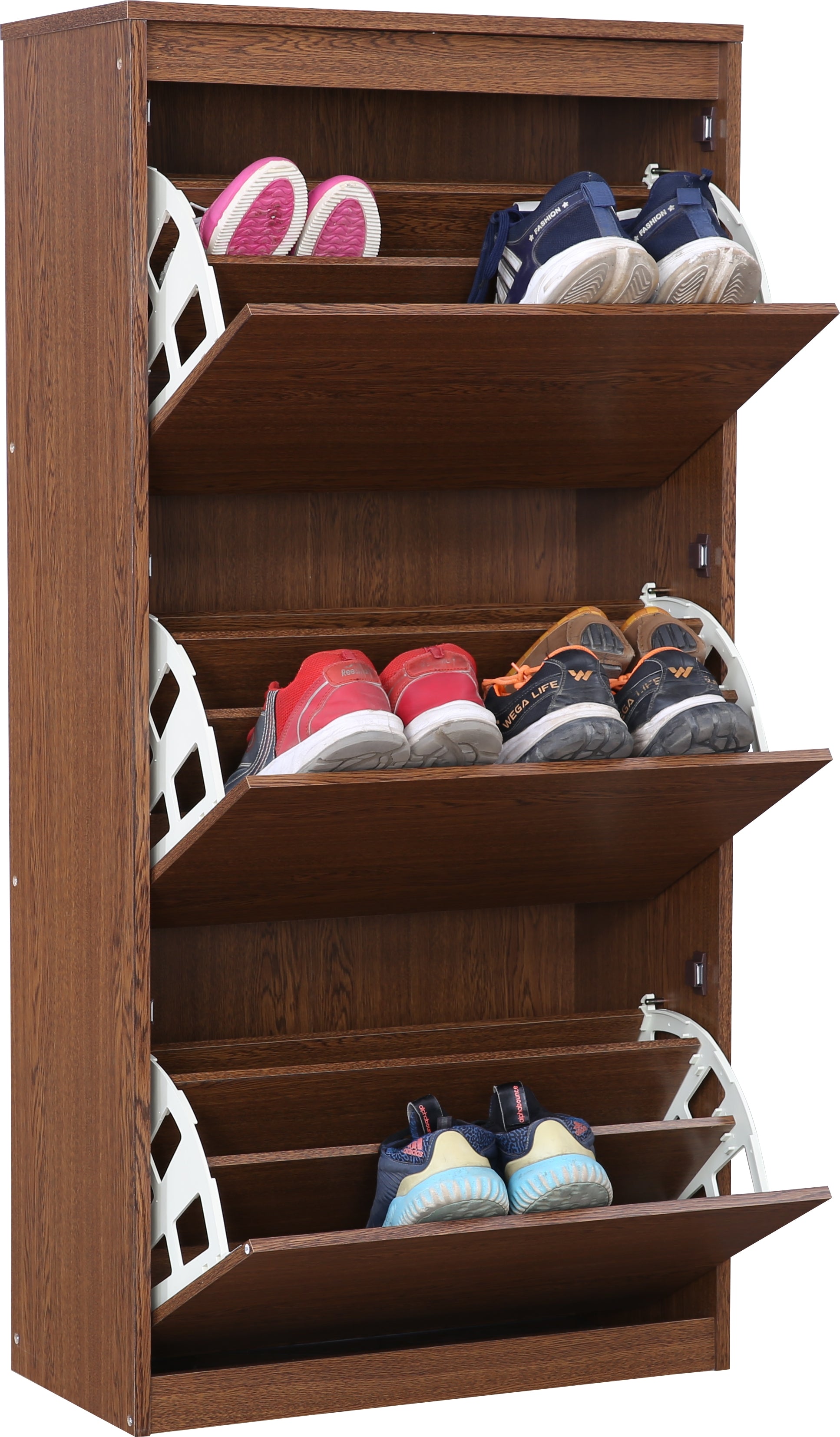 Alder Engineered Wood 3 tier Shoe Rack in Oak Colour