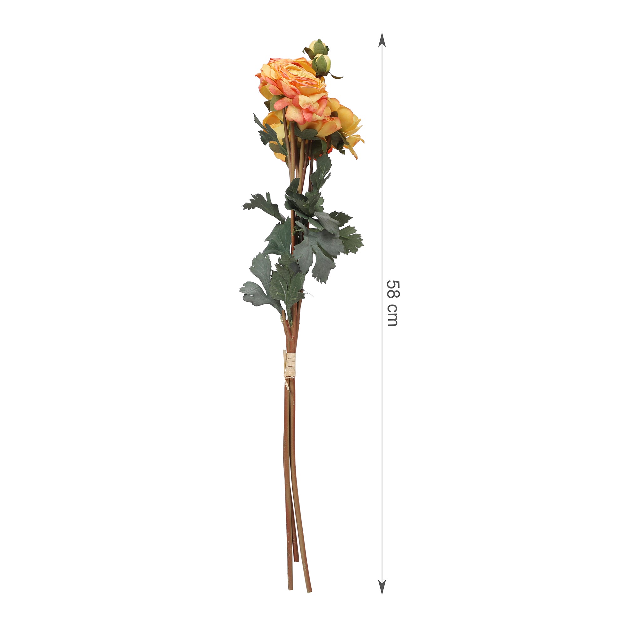 Blume Artificial Flower Rose Bunch 58cm in Yellow Colour By Living Essence