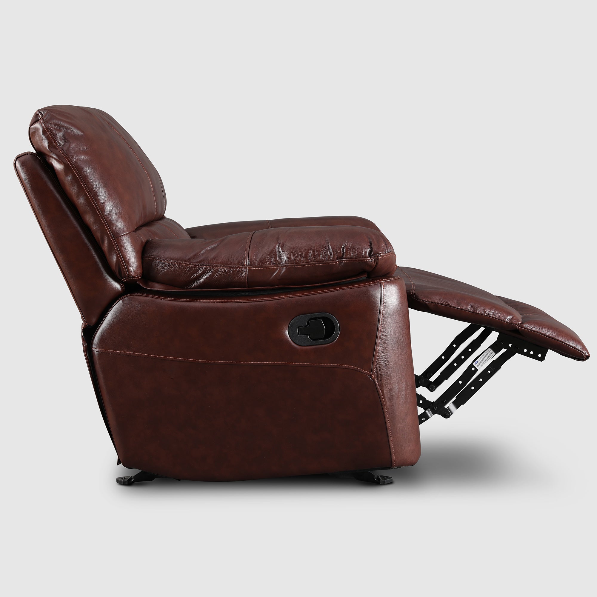 Charles Half Leather Single Seater Rocker Recliner in Brown Colour