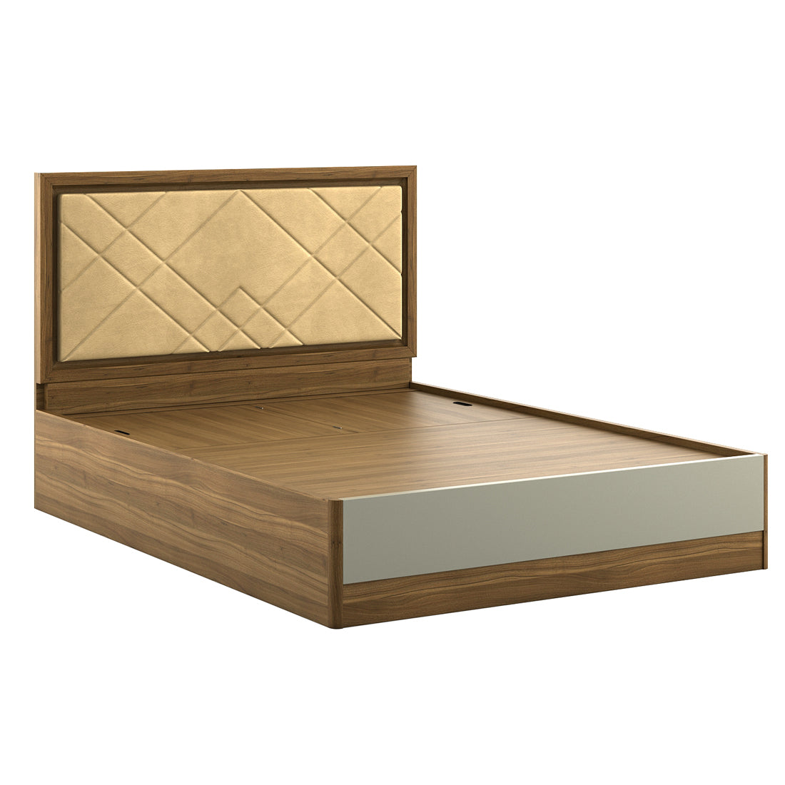 Petra King bed with Hydraulic storage in Walnut Colour