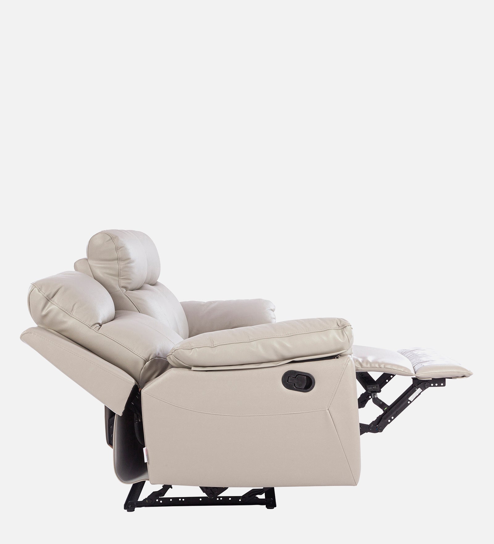 Quantum Half Leather Three Seater Recliner in Light Grey Colour