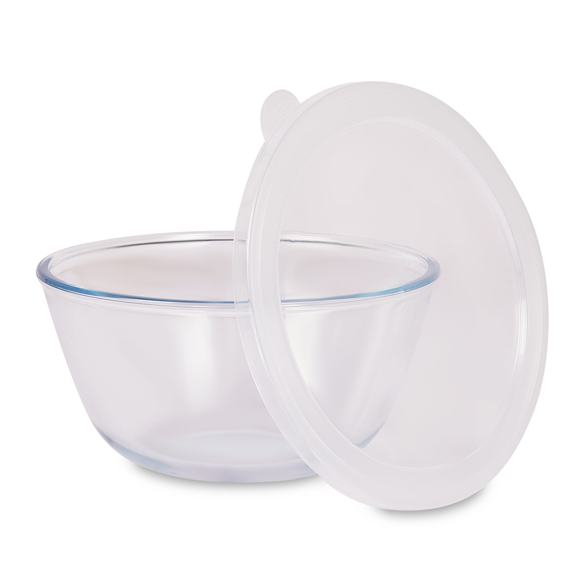 Fiesta Borosilicate Glass Mixing Bowl with Lid Set of 3 in Clear Colour