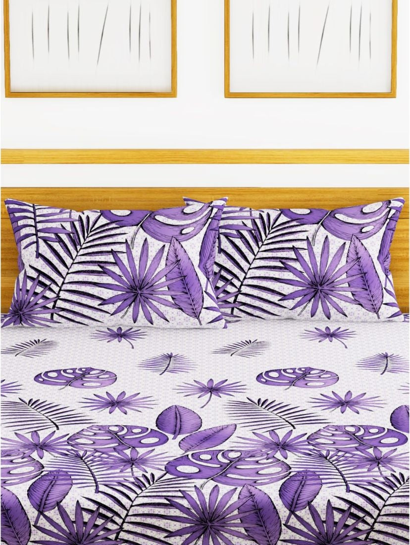 Callista Cotton King Bed Sheet 274X274 Cm in Purple Colour