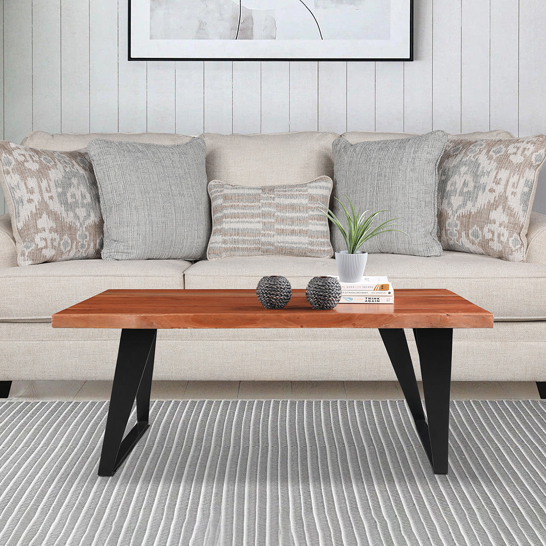 Arduous Acacia Wood Center Table in Brown Colour
