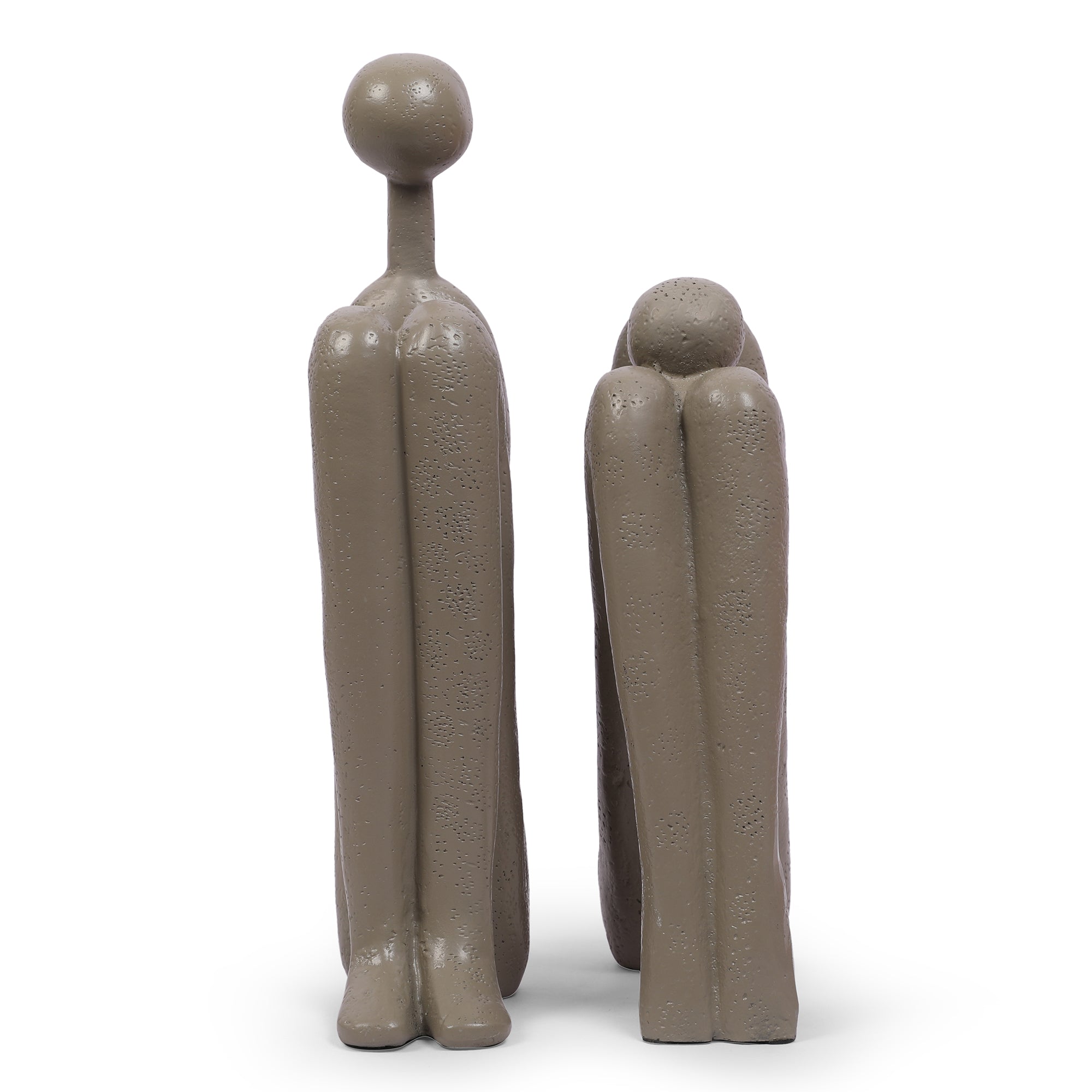 Miraya Modern 2pc Book End Polyresin Hand Finished Taupe 26cm by Living Essence