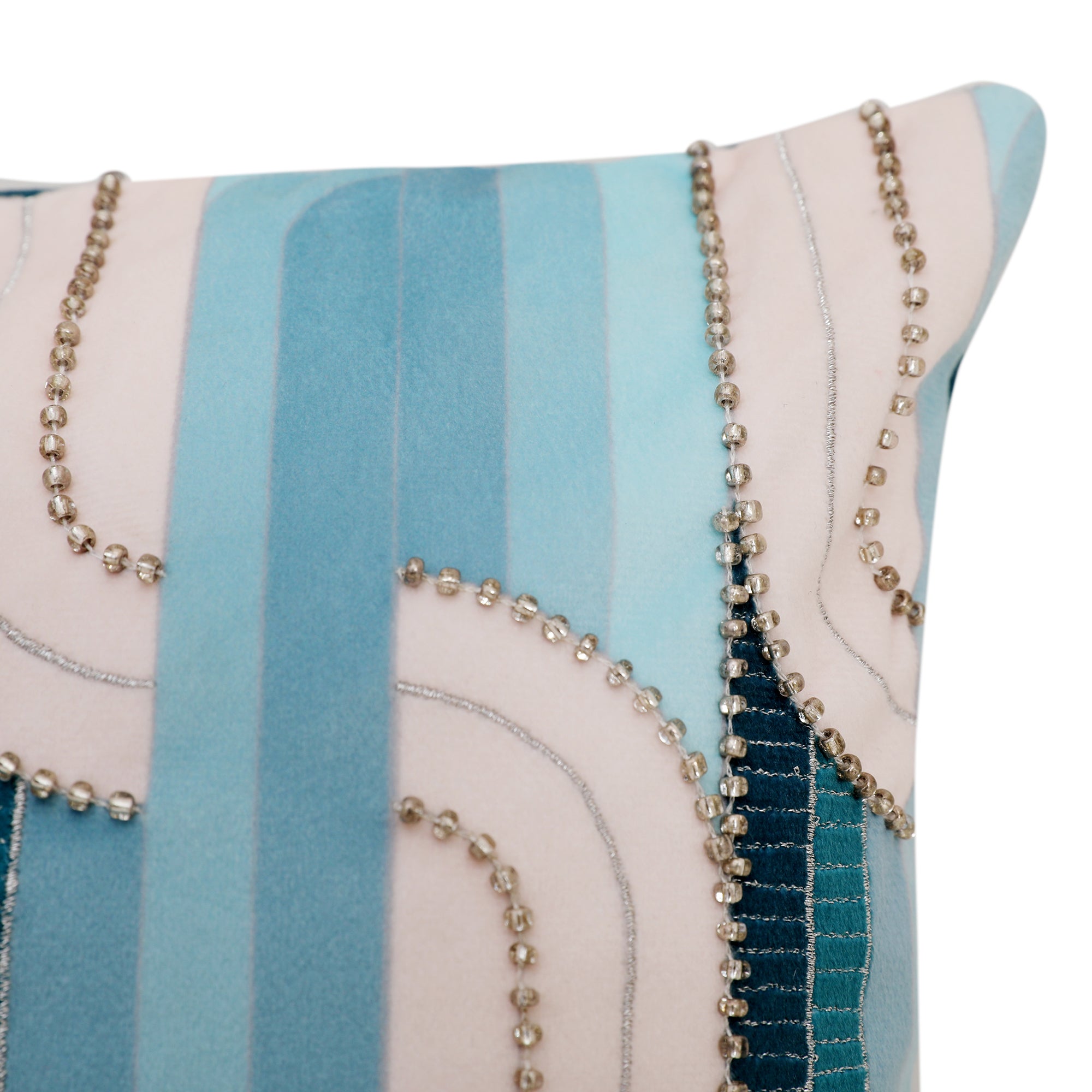 Plush Elegance Art Deco Cushion Cover Blue, 30X30cm