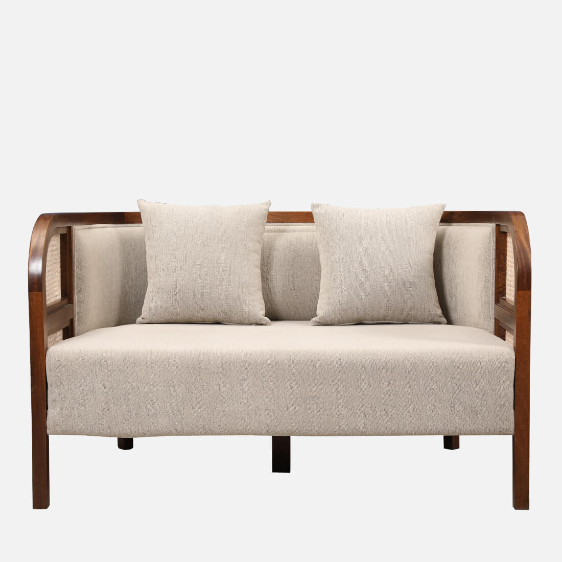 Siam Solidwood Two Seater Sofa in Beige Colour