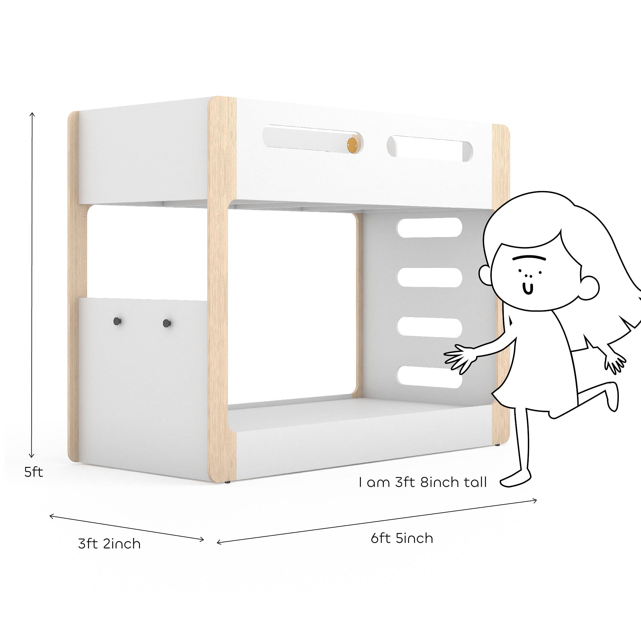 Double Decker  New Bunk Bed in Pearly White Colour
