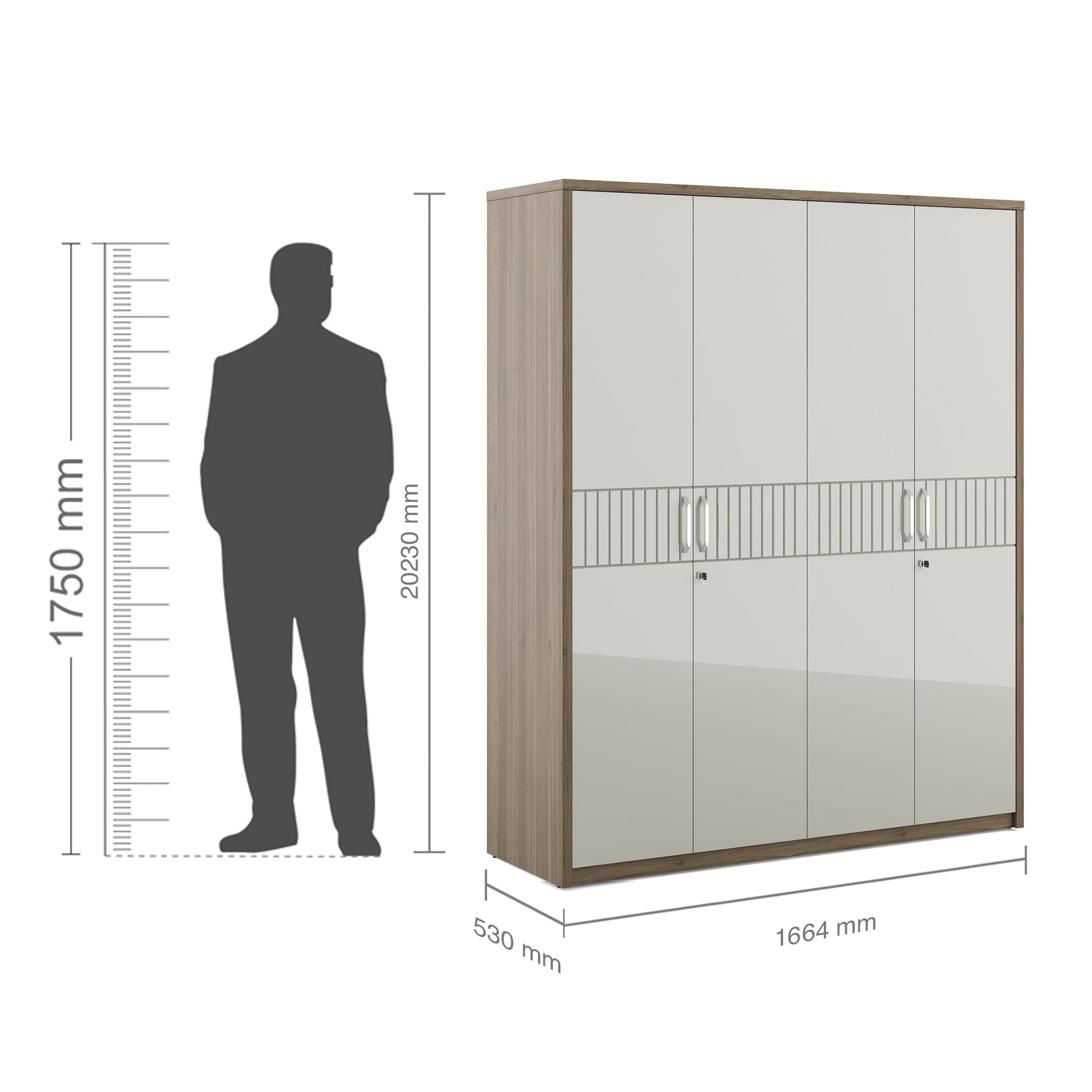 Cascade  Four Door Wardrobe in Lyon walnut Colour