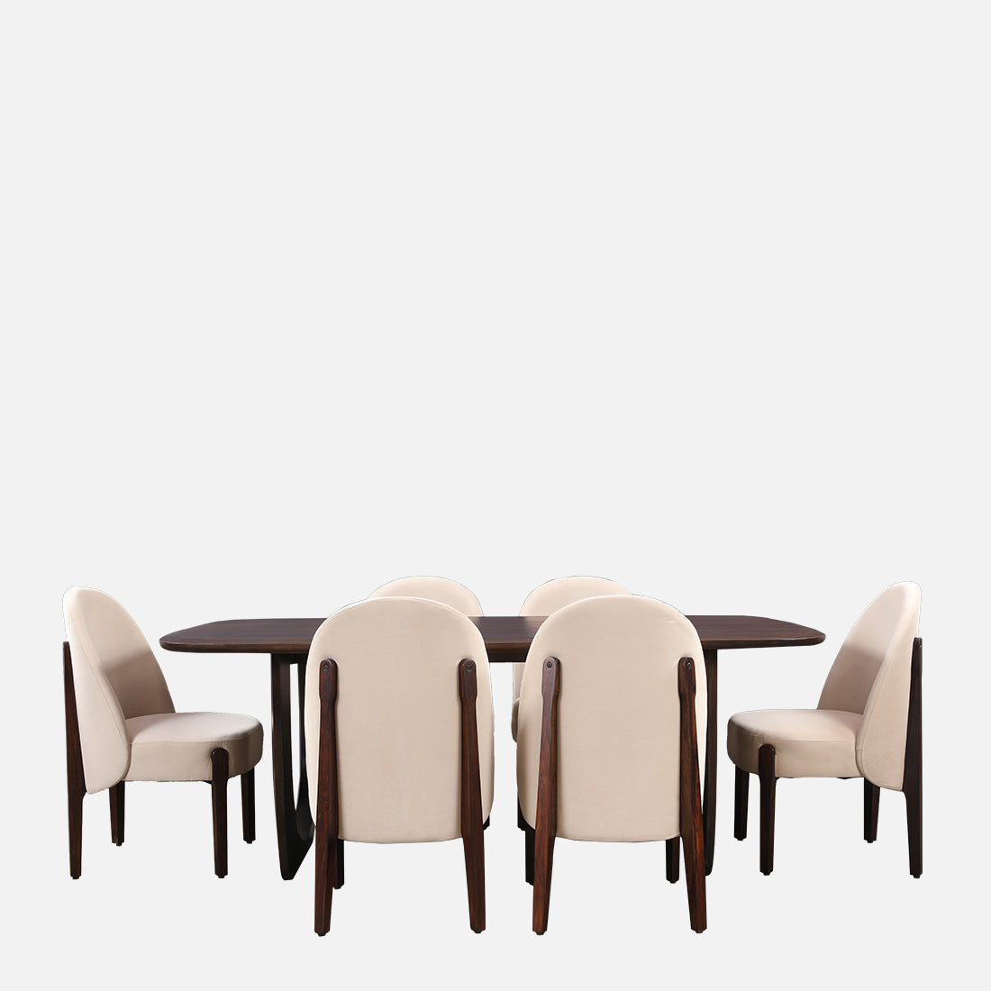 Cressida Solidwood Six Seater Dining Set in Walnut Colour