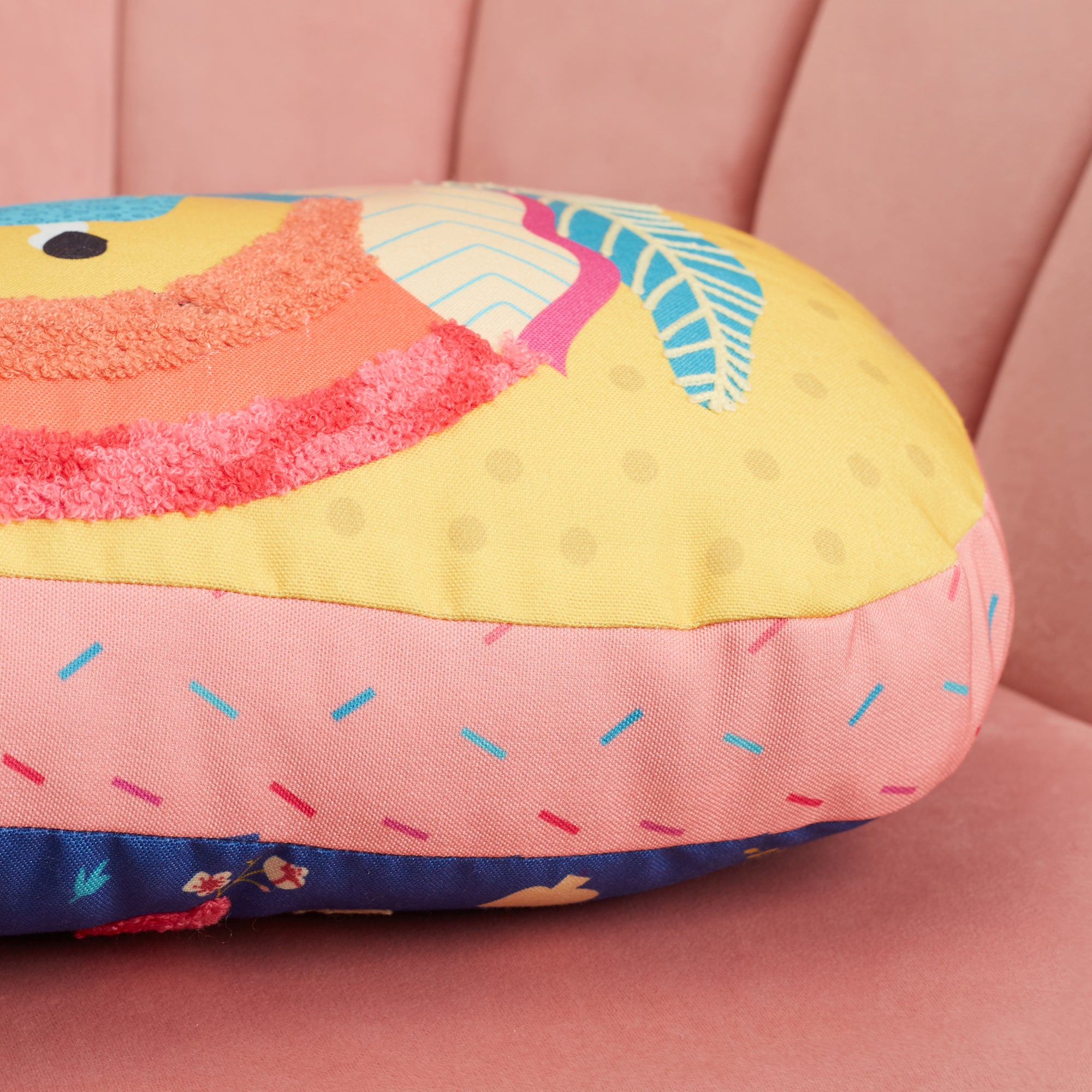 Good Life  Reversible Sunrise Digital Printed Shaped Cushion 28x45 Cm in Navy Colour